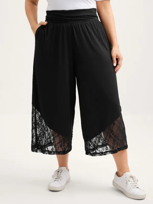 Wide Waist Sheer Lace Wide-Leg Pants sold by Bloomchic