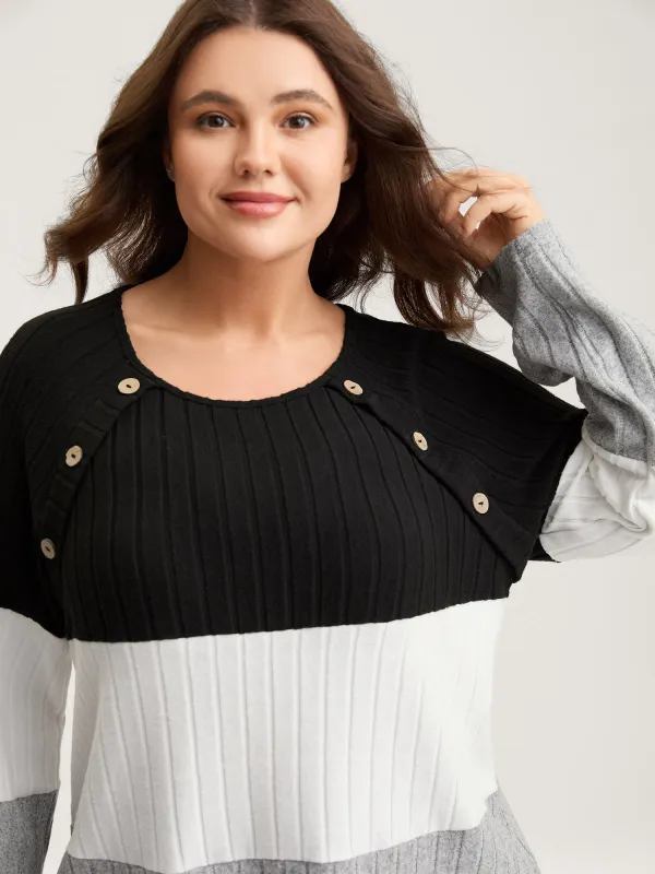 Monochrome Stripes Shoulder Button T-Shirt sold by Bloomchic