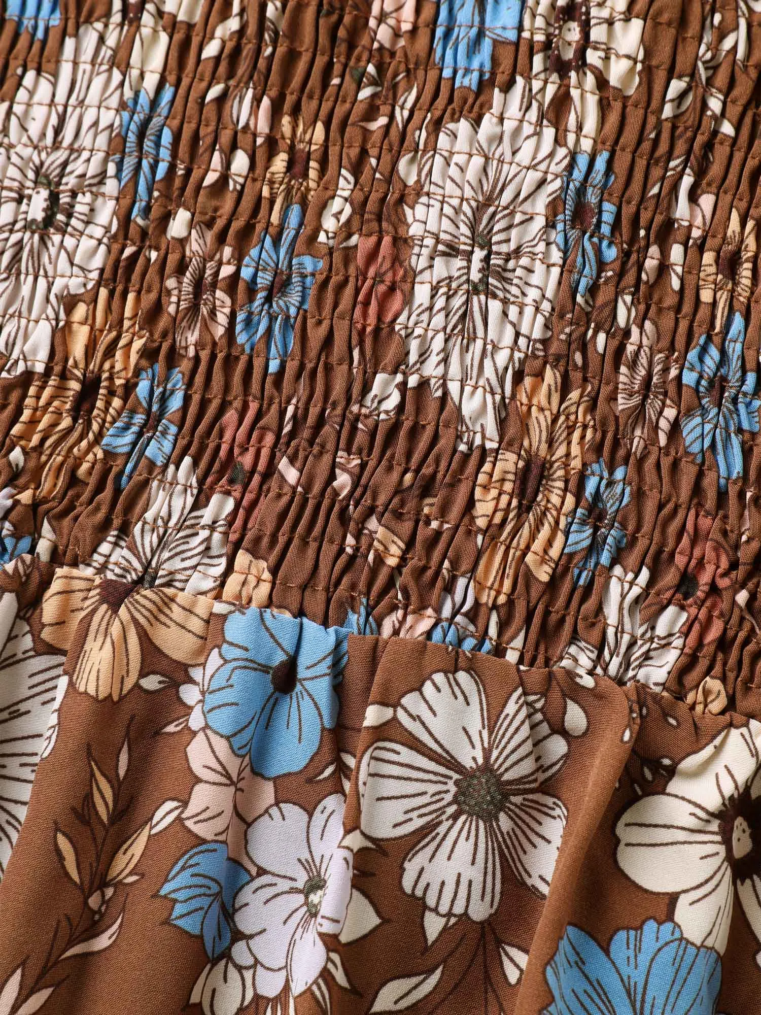 Fall Florals Shirred Bodice Midi Dress sold by Bloomchic product image thumbnail 5