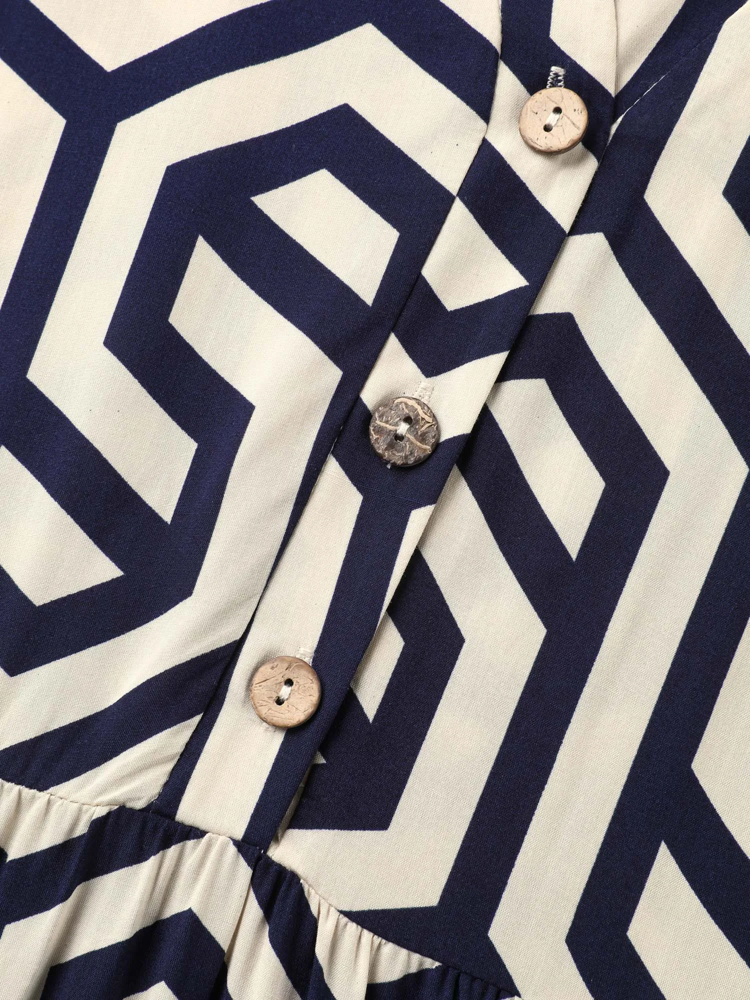 Rayon Geometric Pattern Button Midi Dress sold by Bloomchic product image thumbnail 5