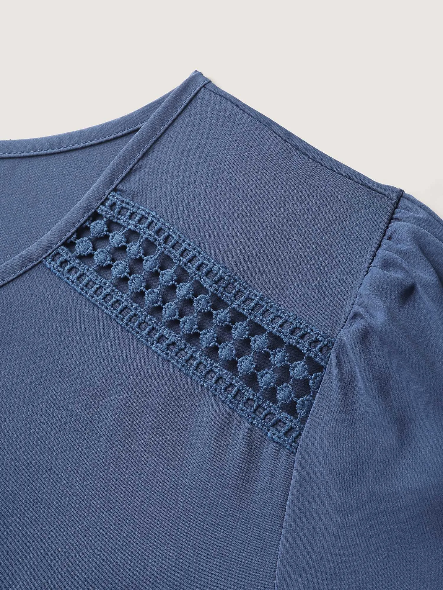 Lace Trim Waist-Drawstring Solid Midi Dress sold by Bloomchic product image thumbnail 5