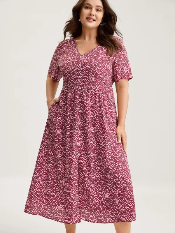 Polka Dots Button Front Midi Dress sold by Bloomchic