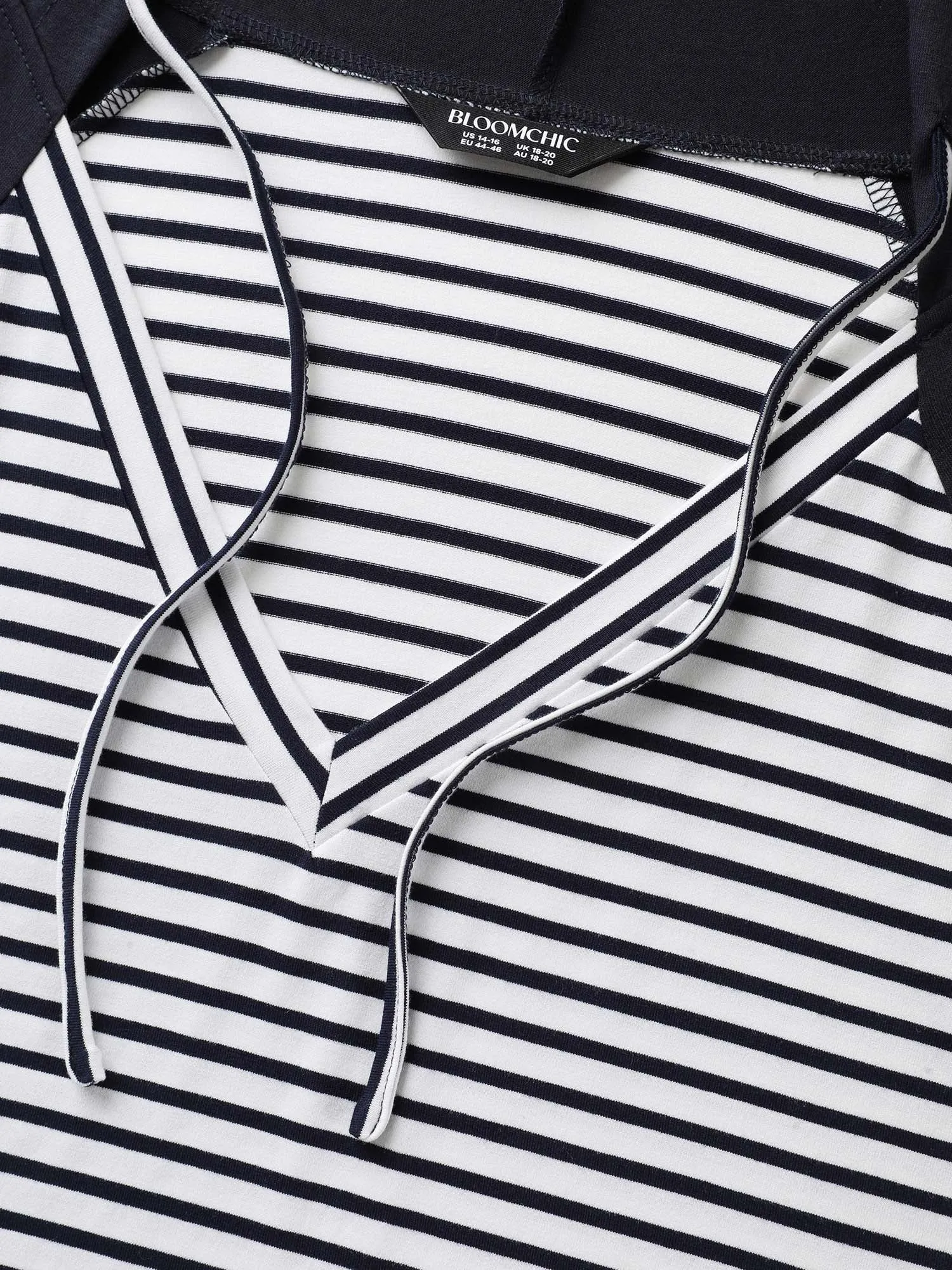 Striped Raglan Hooded Contrast T-Shirt sold by Bloomchic product image thumbnail 5