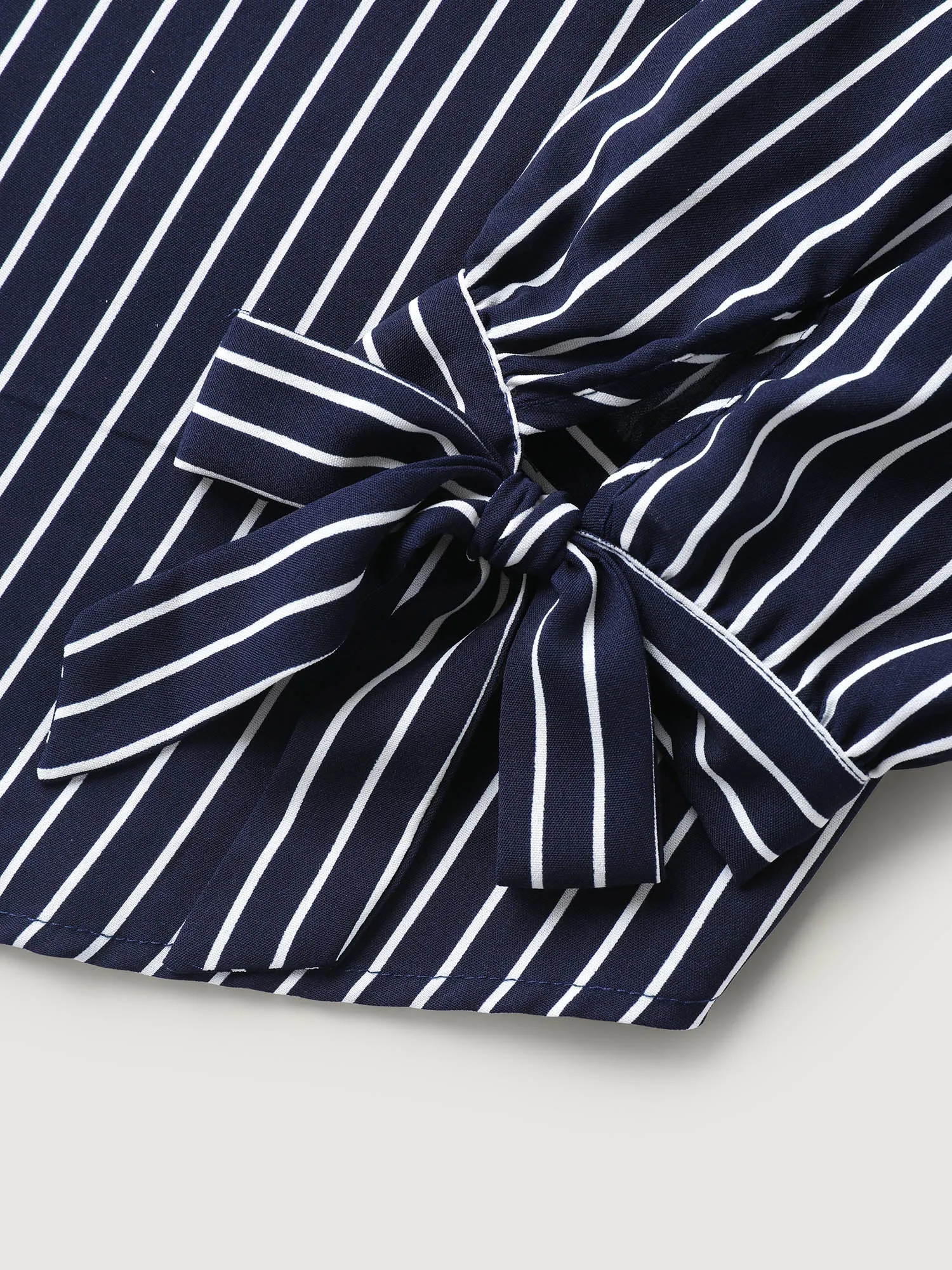 Striped Notched Collar Sleeve Tie Blouse sold by Bloomchic product image thumbnail 5