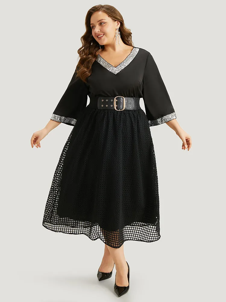 Halloween Sequin Patchwork V Neck Two-Piece Woven Blouse sold by Bloomchic product image thumbnail 2