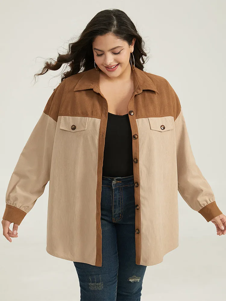 Two Tone Button Through Patchwork Coat sold by Bloomchic