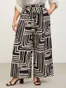 Geometric Print Wide-Leg Belted Pants sold by Bloomchic