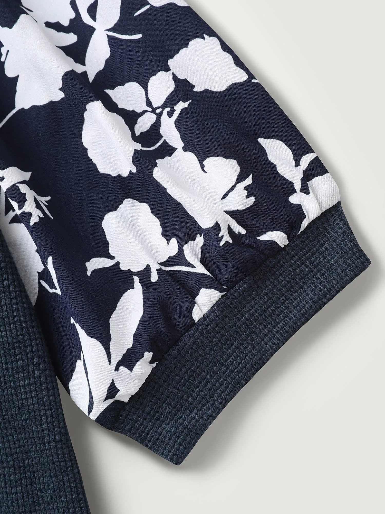 Textured Floral Puffy Sleeve Sweatshirt sold by Bloomchic product image thumbnail 5