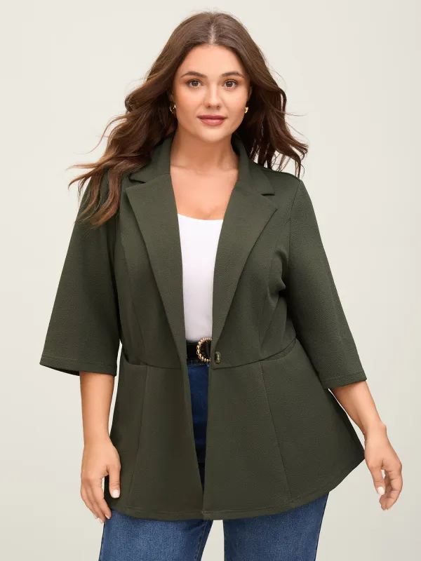 Stretchy Textured Cinched Flared Waist Blazer sold by Bloomchic