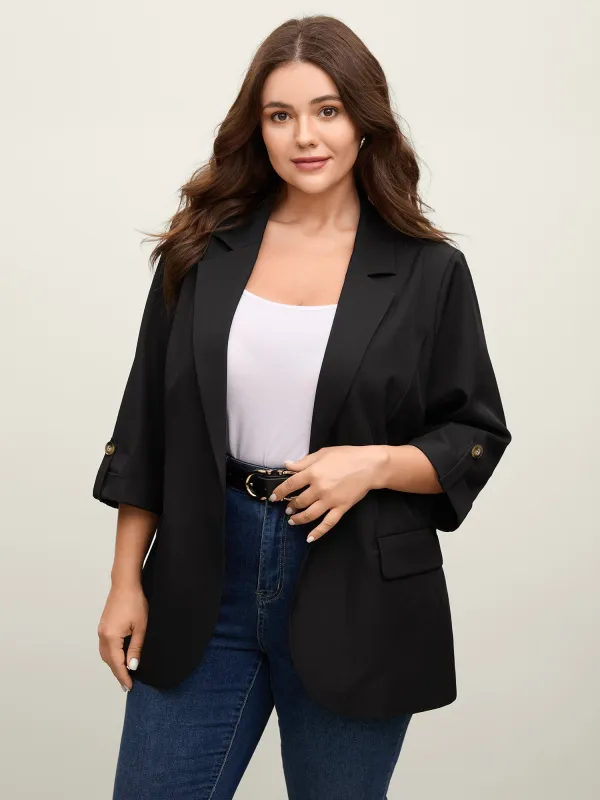 Tab Sleeve Pockets Solid Blazer sold by Bloomchic