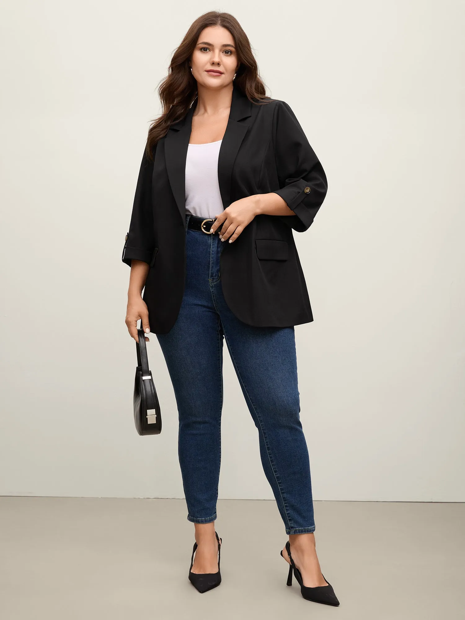 Tab Sleeve Pockets Solid Blazer sold by Bloomchic product image thumbnail 3