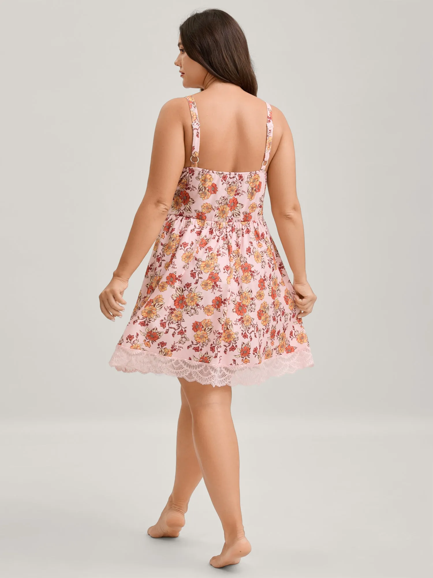 Stretchy Floral Lace Contrast Sleep Dress sold by Bloomchic product image thumbnail 5