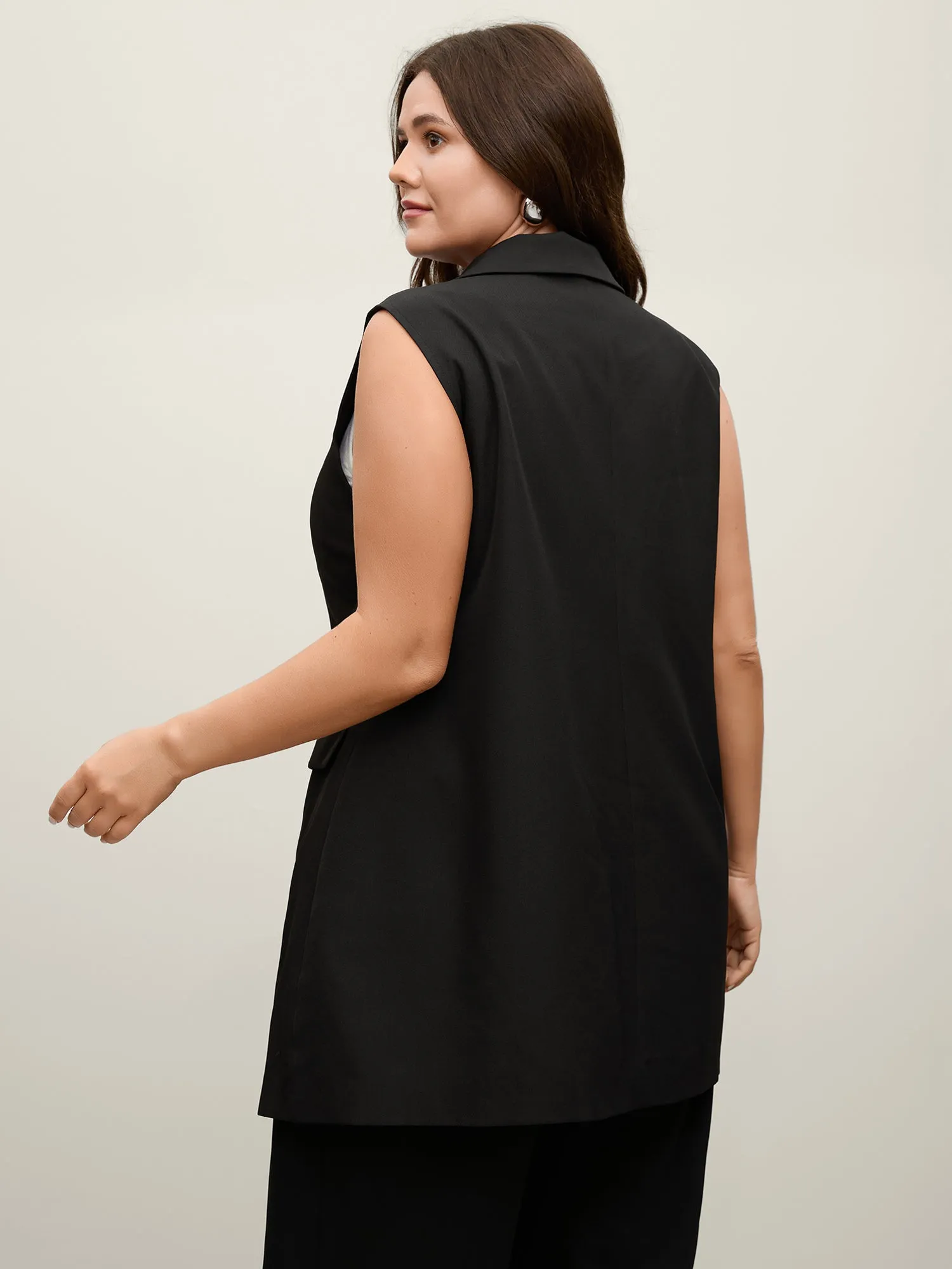 Button Longline Pockets Solid Vest sold by Bloomchic product image thumbnail 4