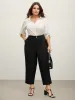 Stretchy Double Button Straight-Leg Pants sold by Bloomchic