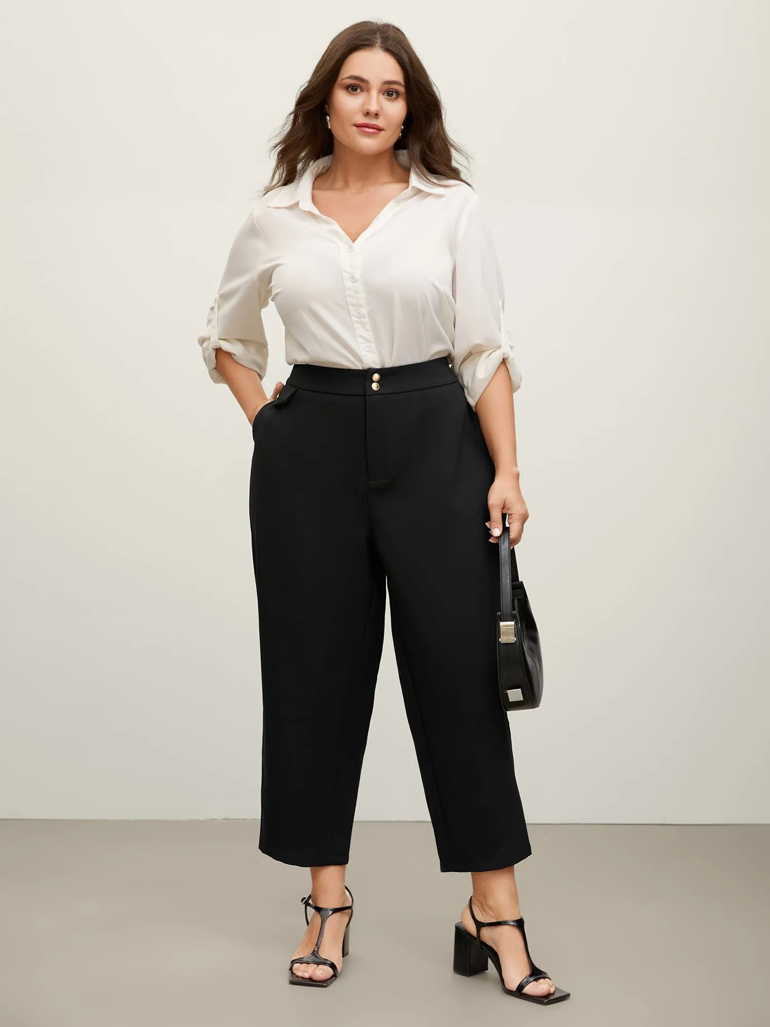 Stretchy Double Button Straight-Leg Pants sold by Bloomchic product image thumbnail 2