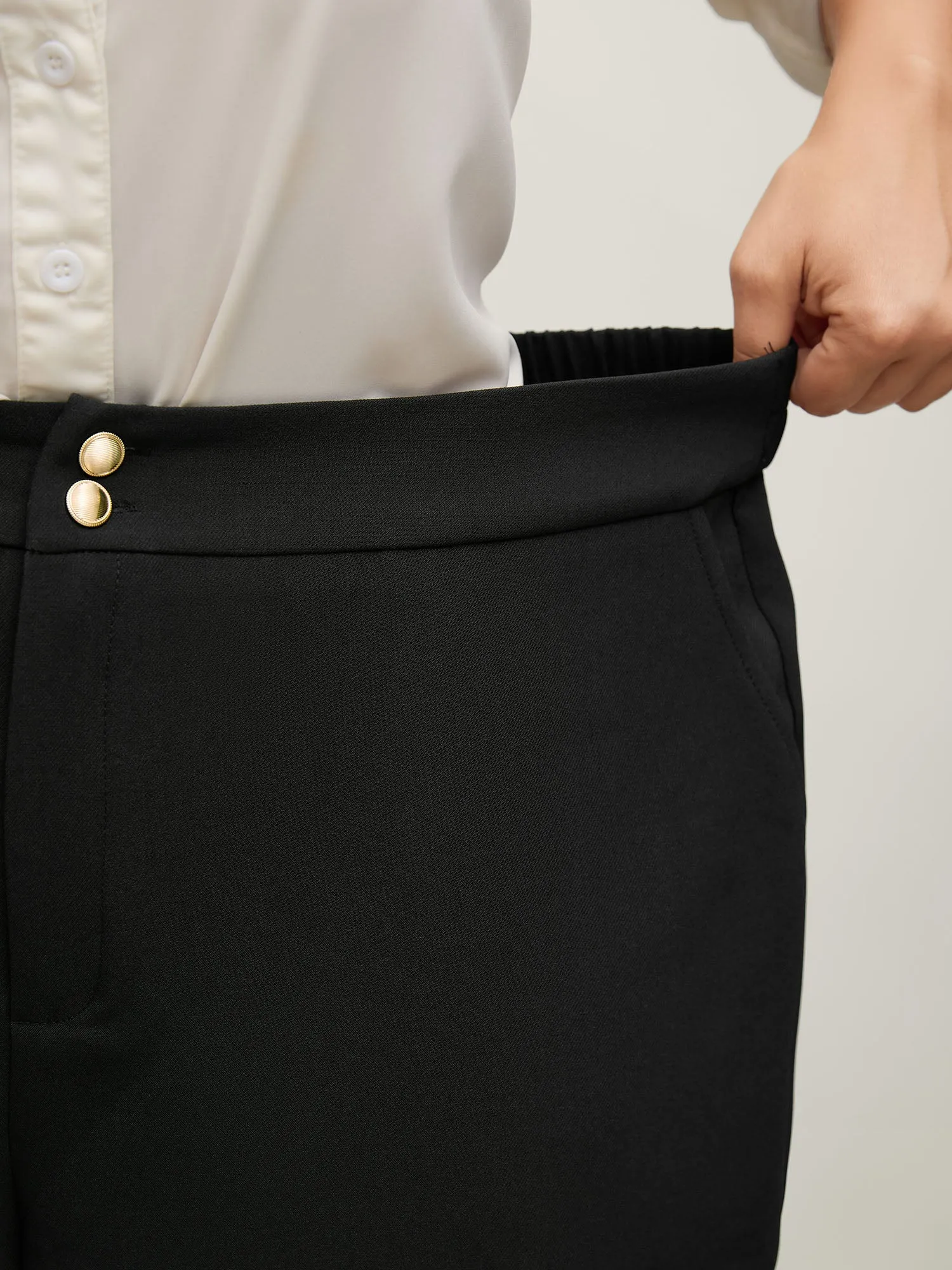 Stretchy Double Button Straight-Leg Pants sold by Bloomchic product image thumbnail 3