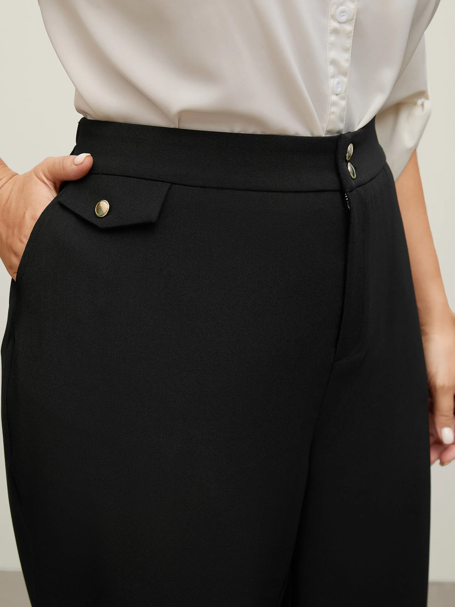 Stretchy Double Button Straight-Leg Pants sold by Bloomchic product image thumbnail 4