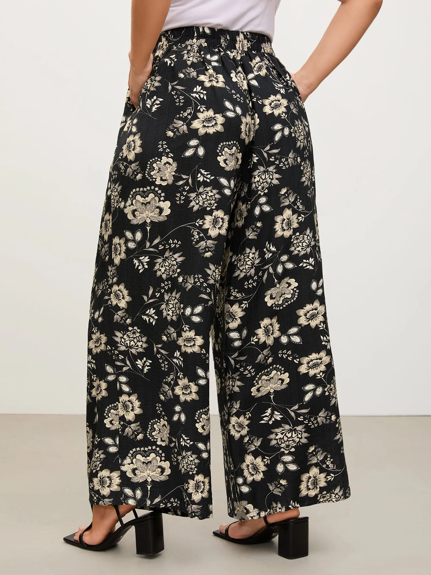 Silhouette Floral Print Wide-Leg Pants sold by Bloomchic product image thumbnail 5