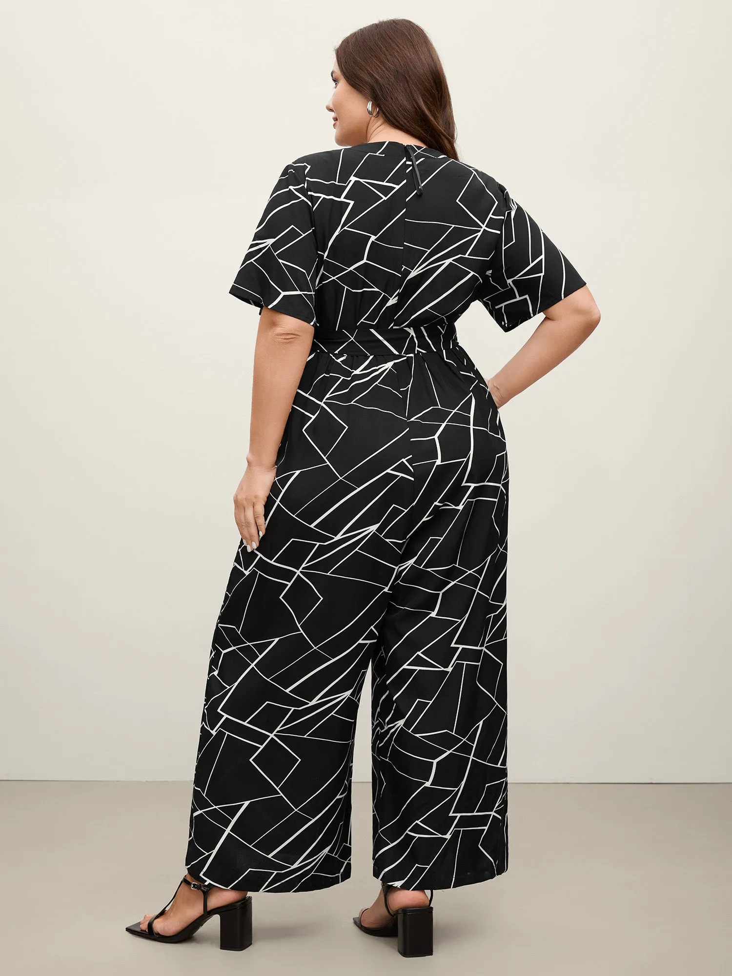 Geometric Print Waist-Defining Belted Jumpsuit sold by Bloomchic product image thumbnail 4