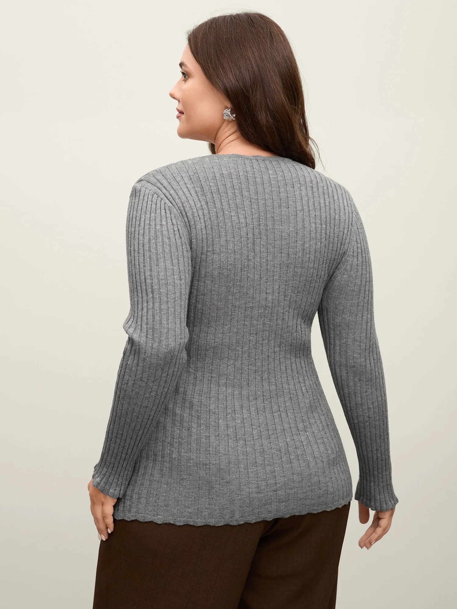Supersoft Ribbed Fitted Scoop Neck Pullover sold by Bloomchic product image thumbnail 3
