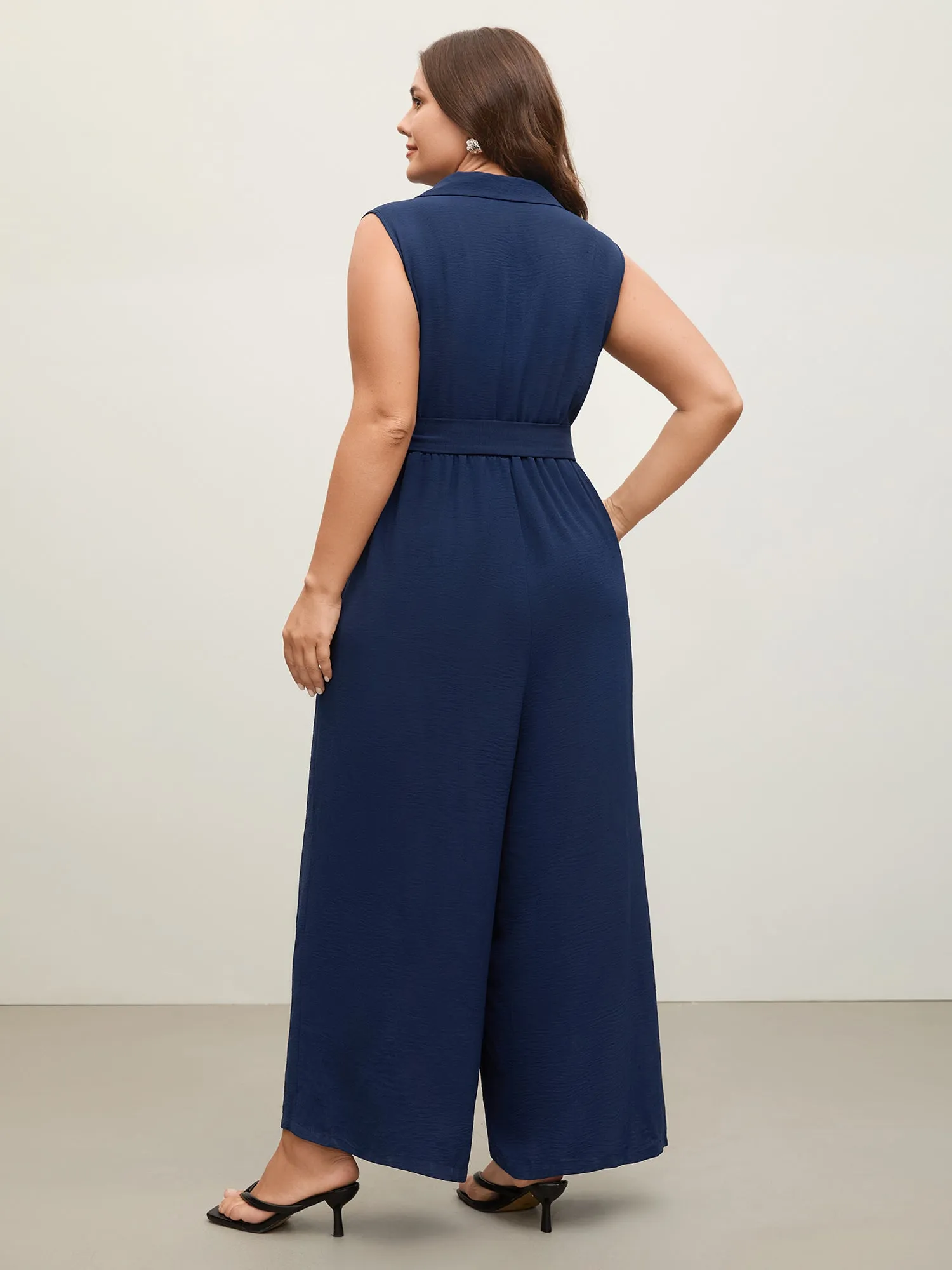 Belted Waist-Cinched Wide-Leg Jumpsuit sold by Bloomchic product image thumbnail 4