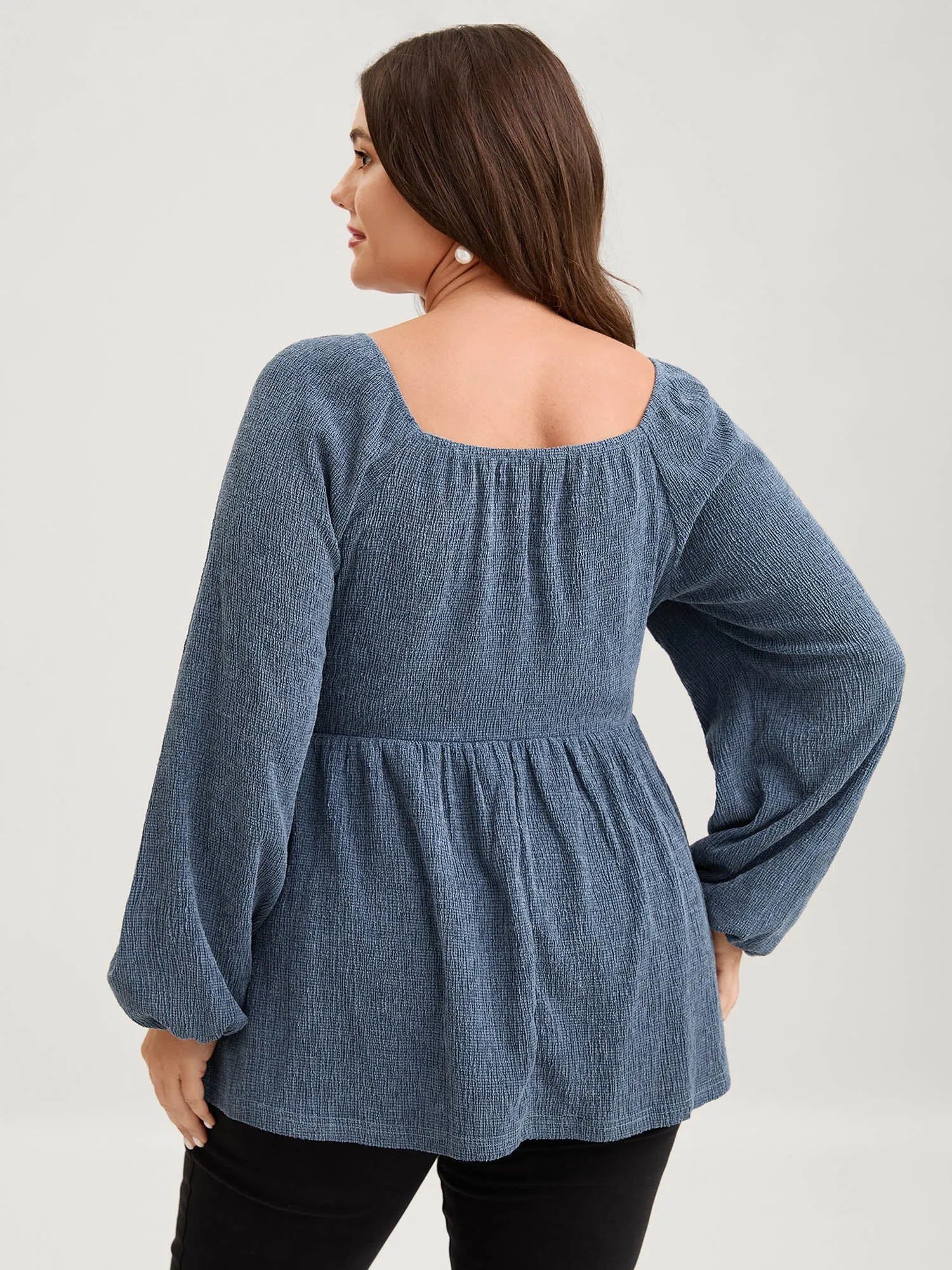 Ribbed Gathered Square Neck Knit Top sold by Bloomchic product image thumbnail 5