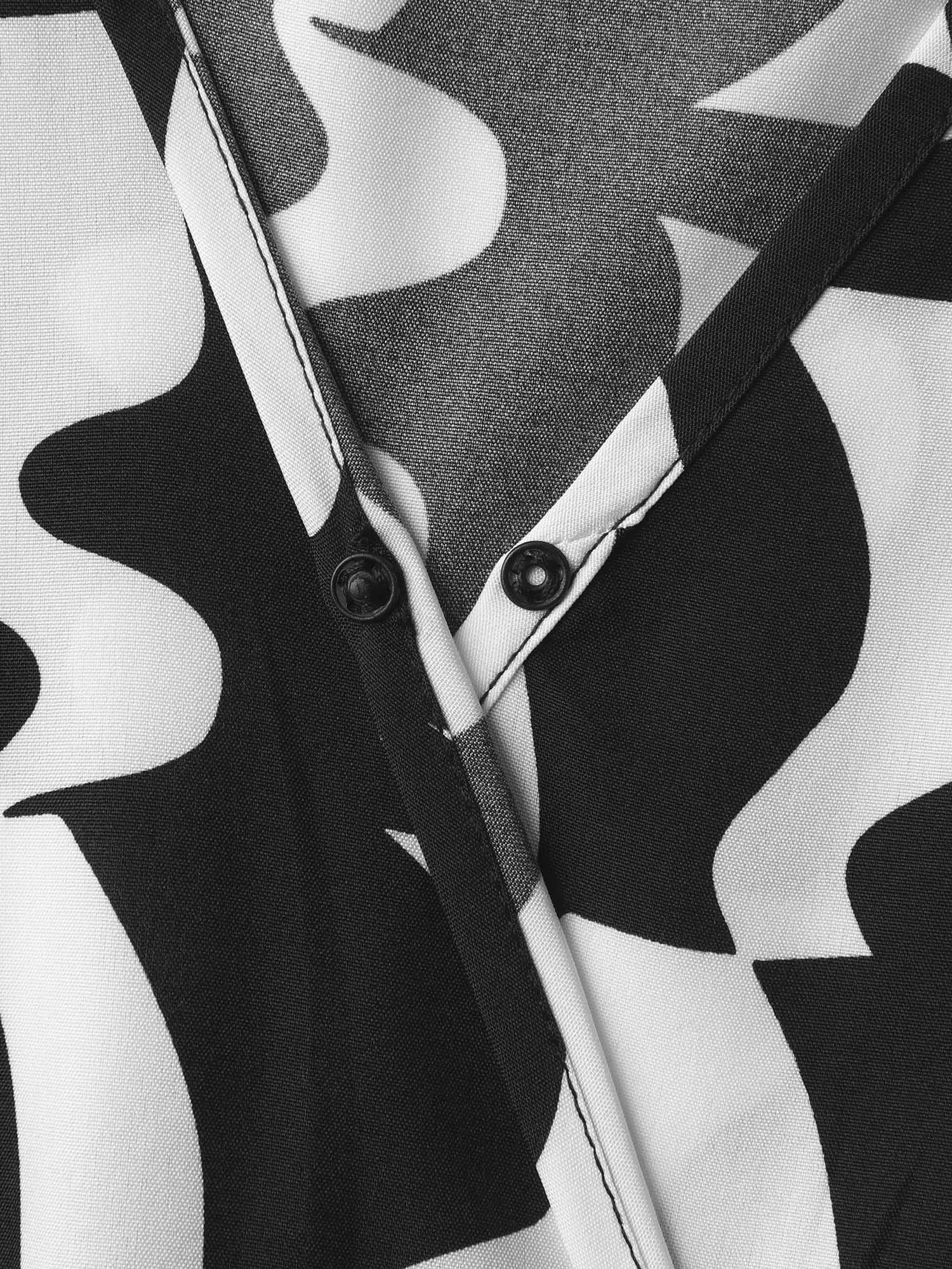 Retro Wavy Print Stretchy Waist Midi Dress sold by Bloomchic product image thumbnail 5