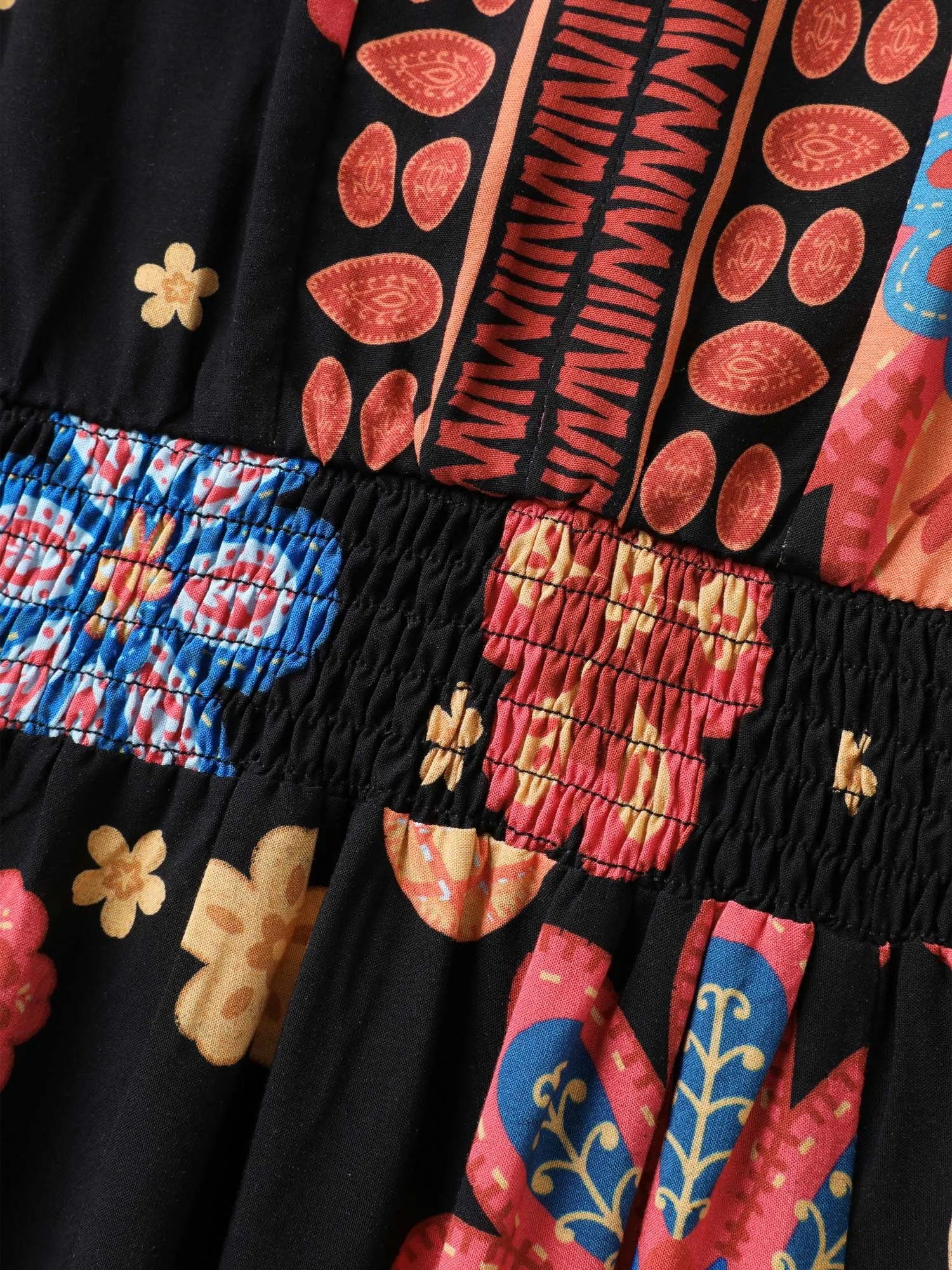 Rayon Tropical Floral Shirred Waist Midi Dress sold by Bloomchic product image thumbnail 5