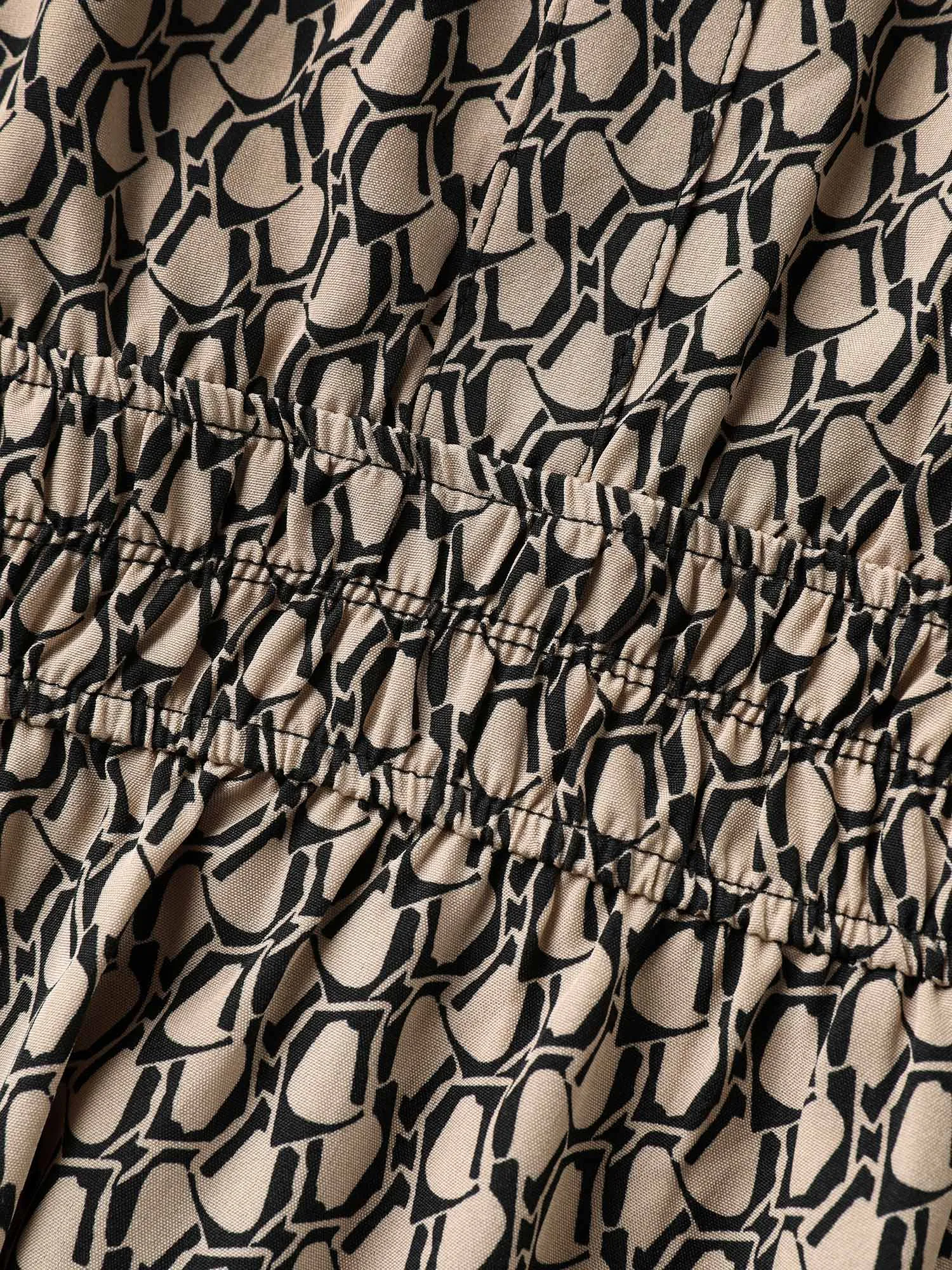 Geometric Print Waist-Cinched Tiered Midi Dress sold by Bloomchic product image thumbnail 5