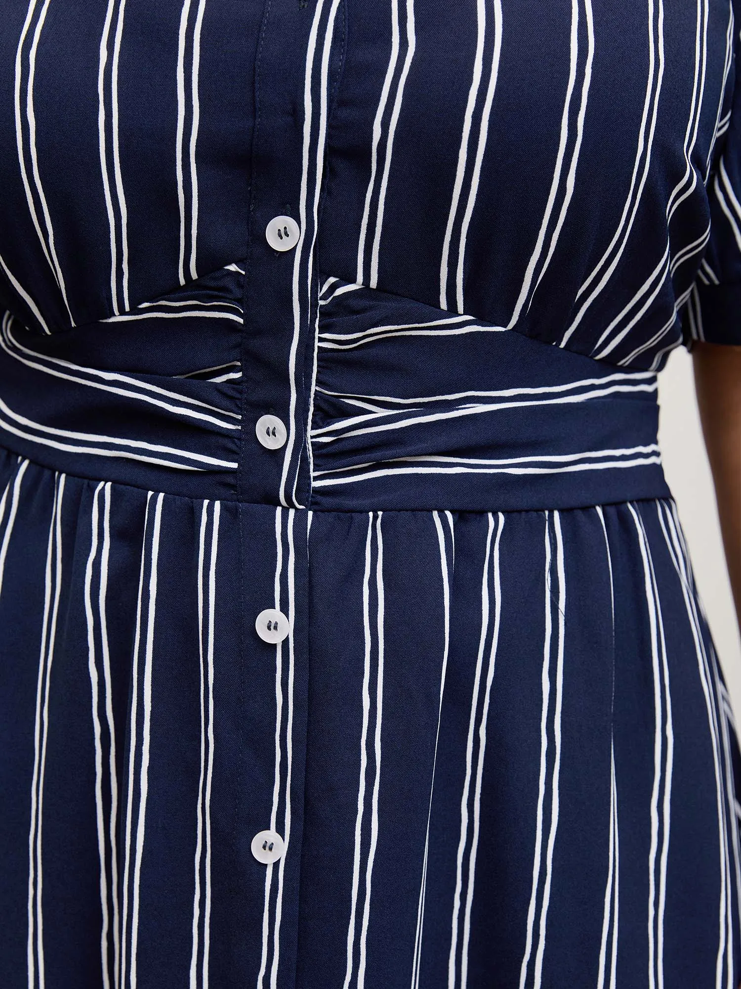 Striped Waist-Cinched Pockets Midi Dress sold by Bloomchic product image thumbnail 3