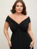 Twist Front Off-Shoulder Pockets Midi Dress sold by Bloomchic