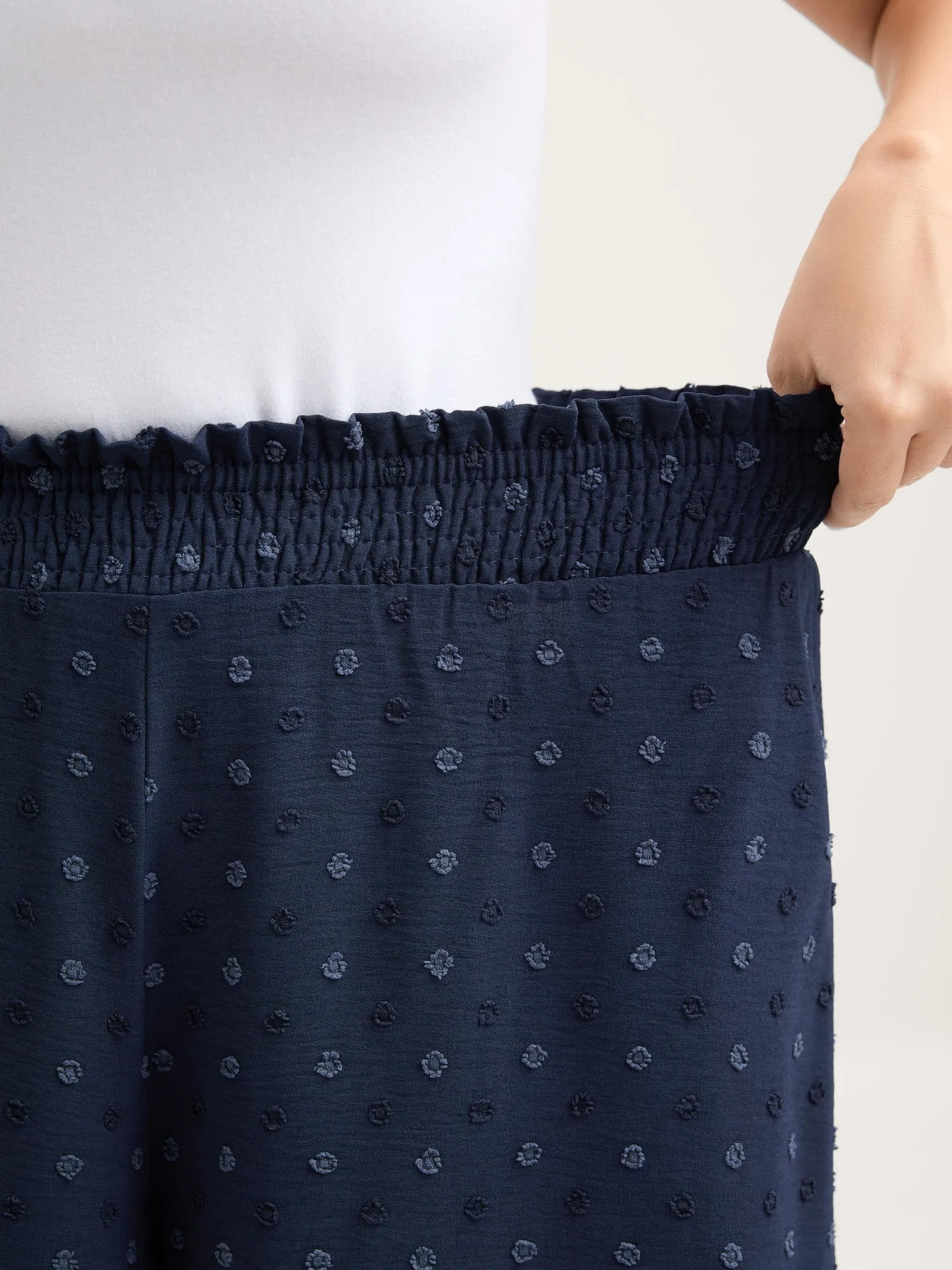 Textured Polka Dots Irregular Wide-Leg Pants sold by Bloomchic product image thumbnail 4