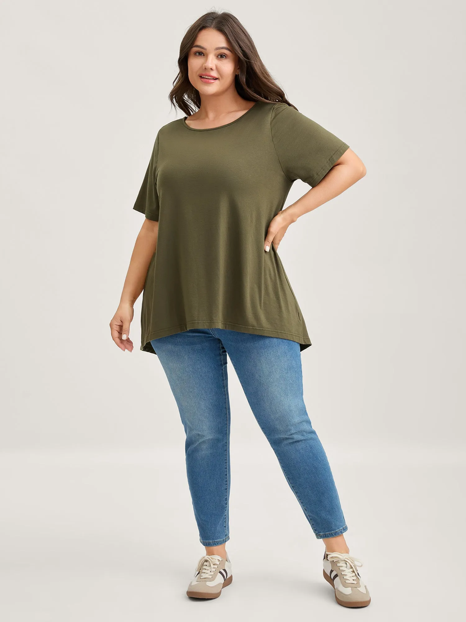 Split Lace Back Solid T-Shirt sold by Bloomchic product image thumbnail 4