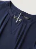 Metal Clasp Neckline Lotus Leaf Sleeve Blouse sold by Bloomchic