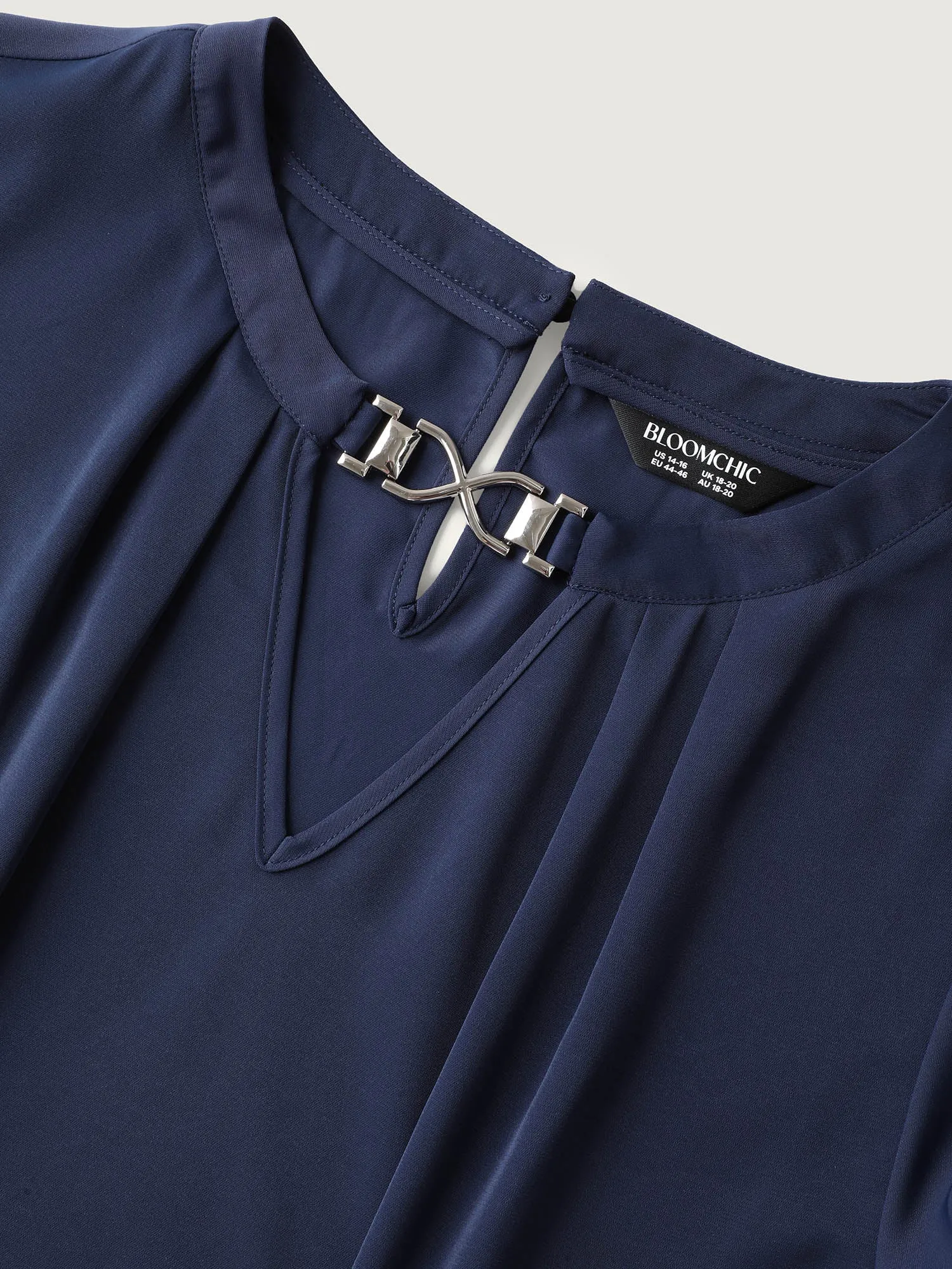 Metal Clasp Neckline Lotus Leaf Sleeve Blouse sold by Bloomchic product image thumbnail 5