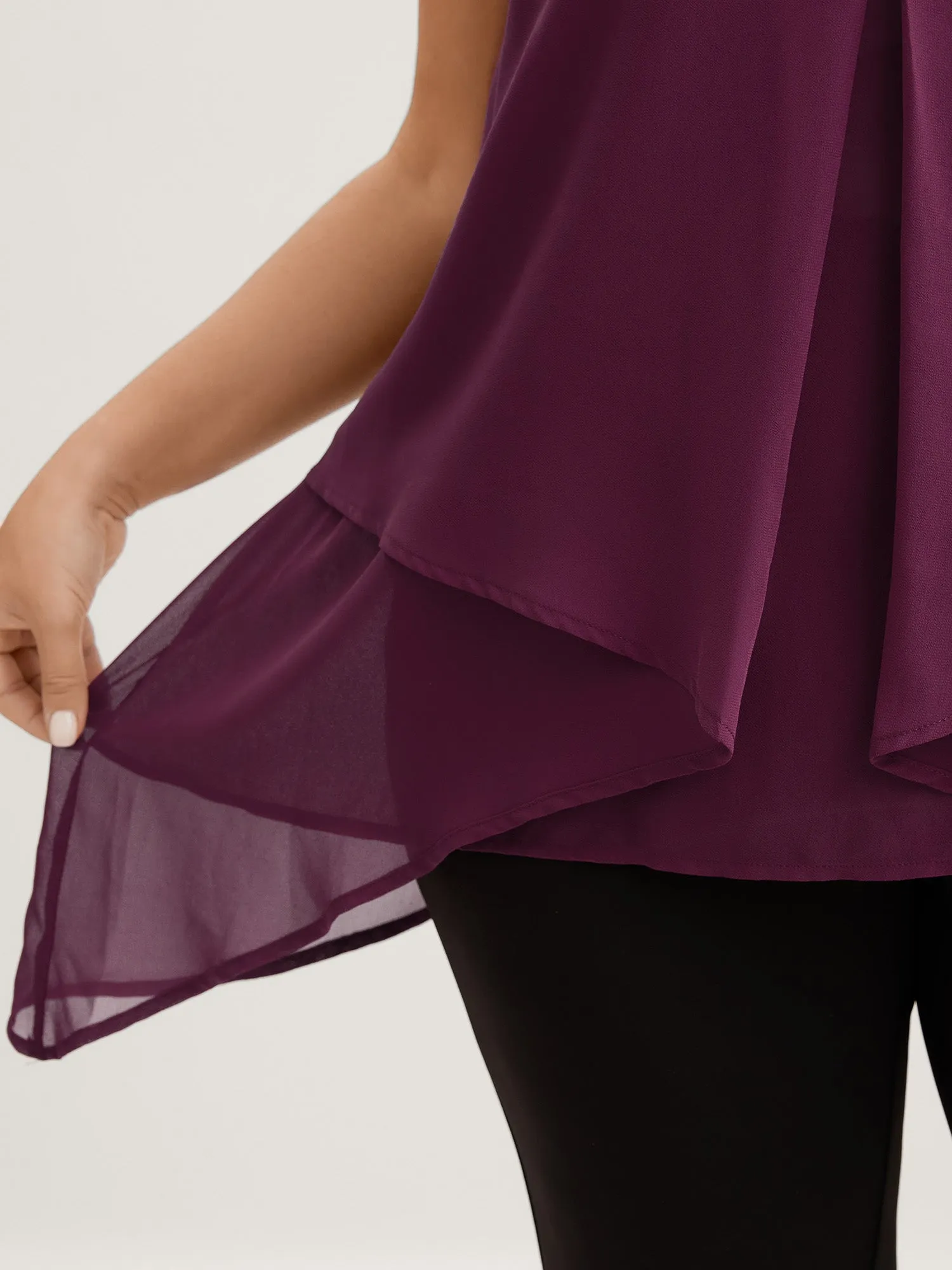 Chiffon Overlap Hem V-Neck Tank Top sold by Bloomchic product image thumbnail 4