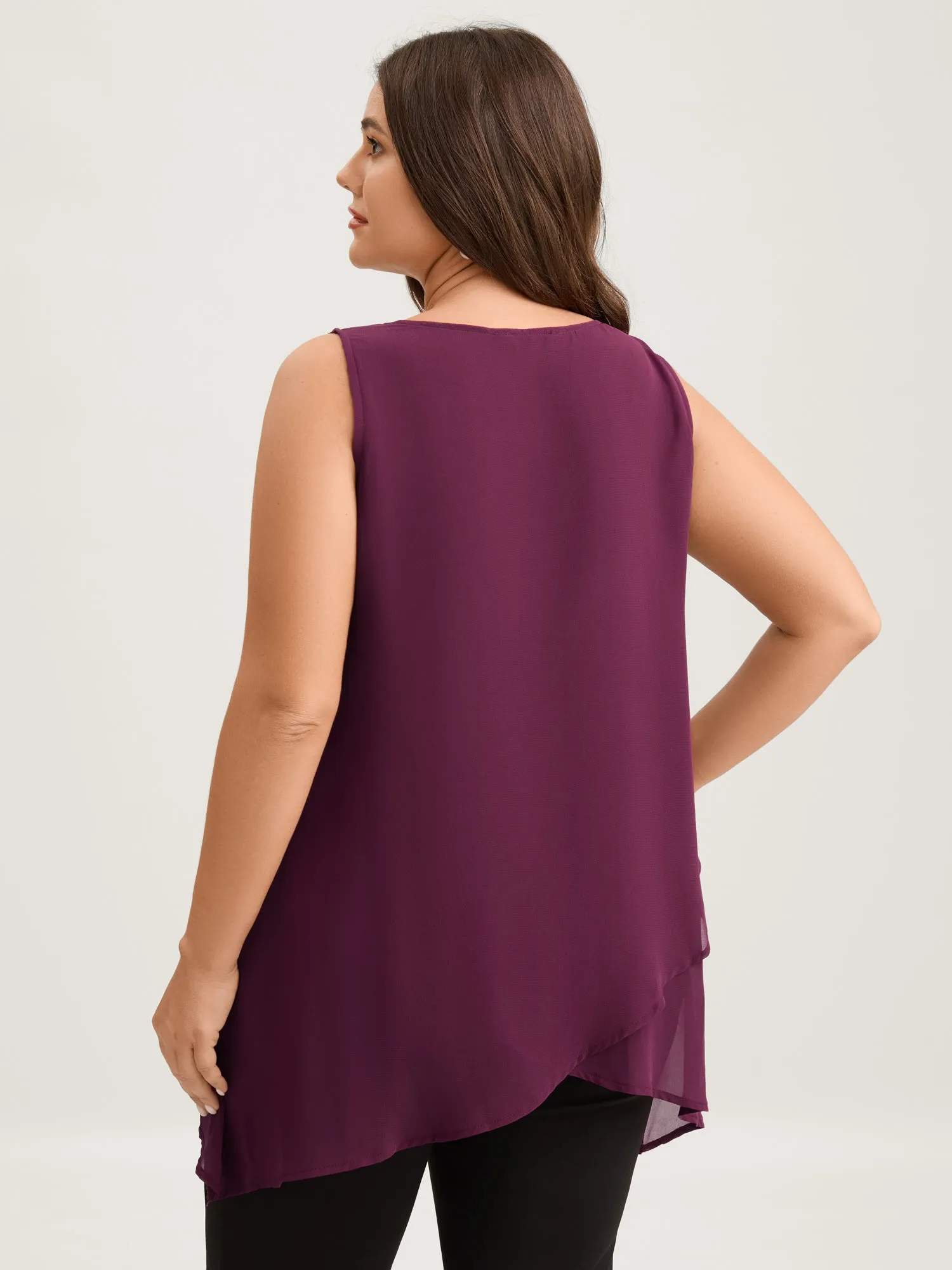 Chiffon Overlap Hem V-Neck Tank Top sold by Bloomchic product image thumbnail 5