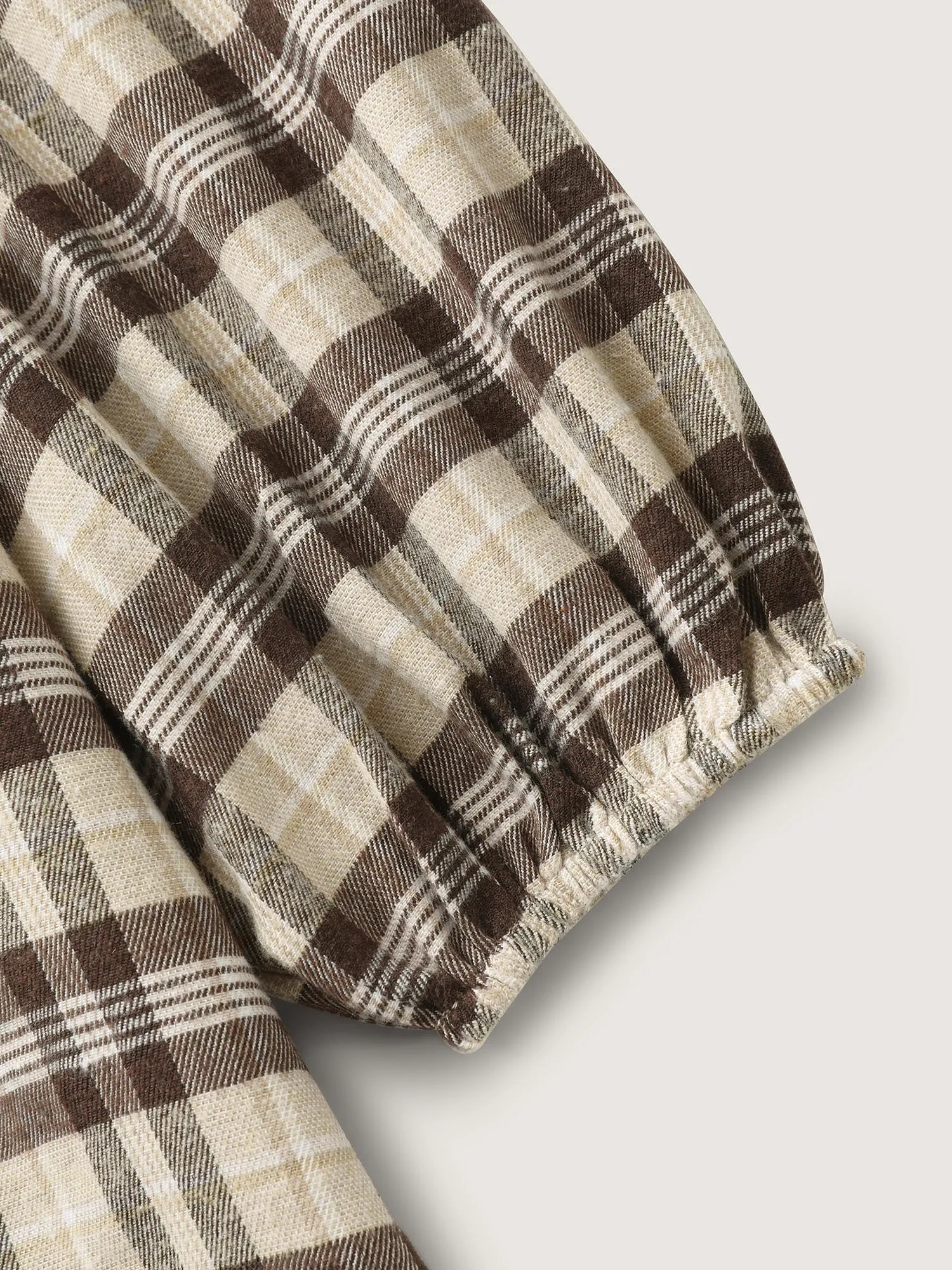 Plaid Print Neck Tie-Up Blouse sold by Bloomchic product image thumbnail 5