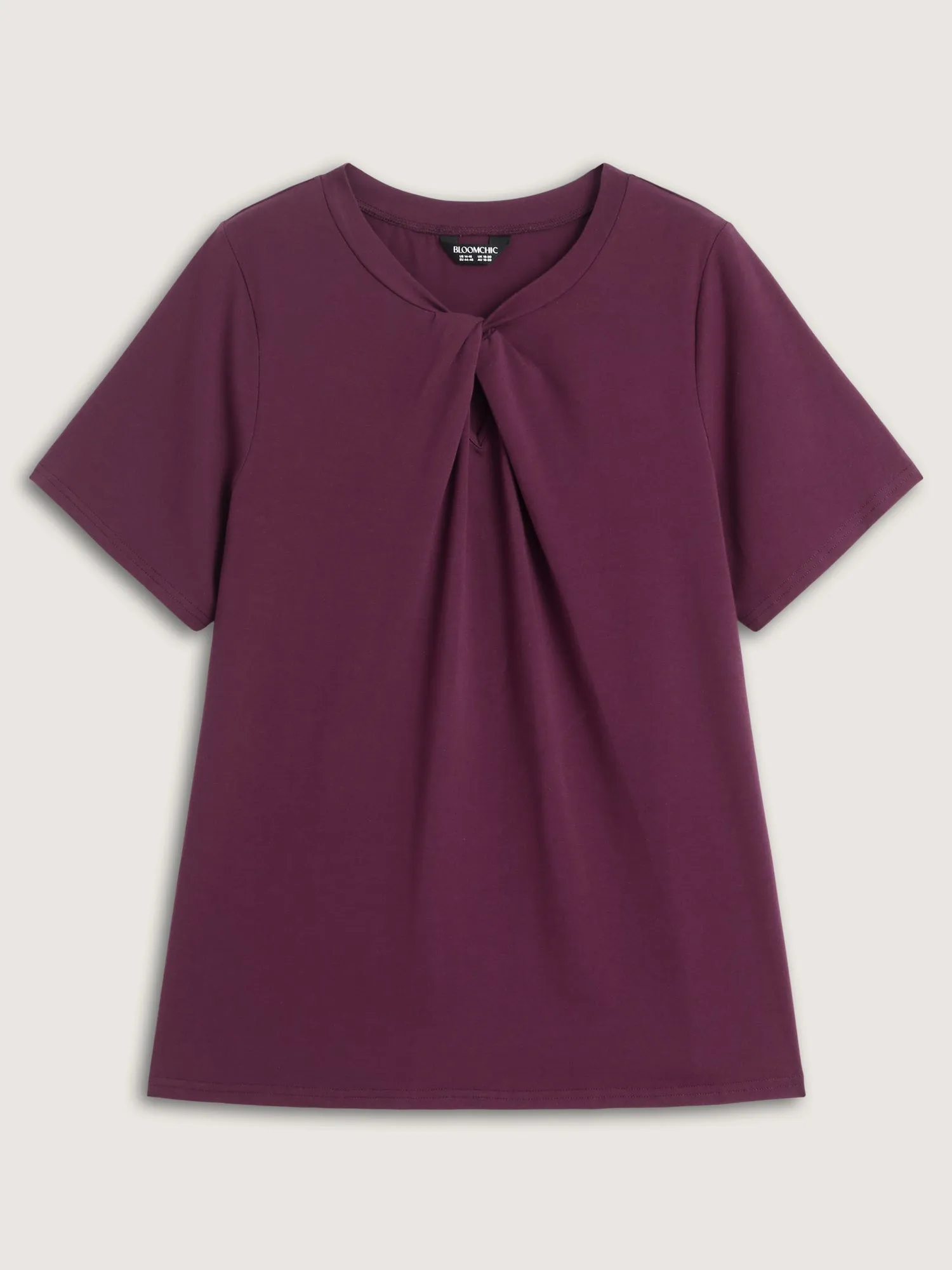 Knotted Cut-Out Neckline Solid T-Shirt sold by Bloomchic product image thumbnail 5
