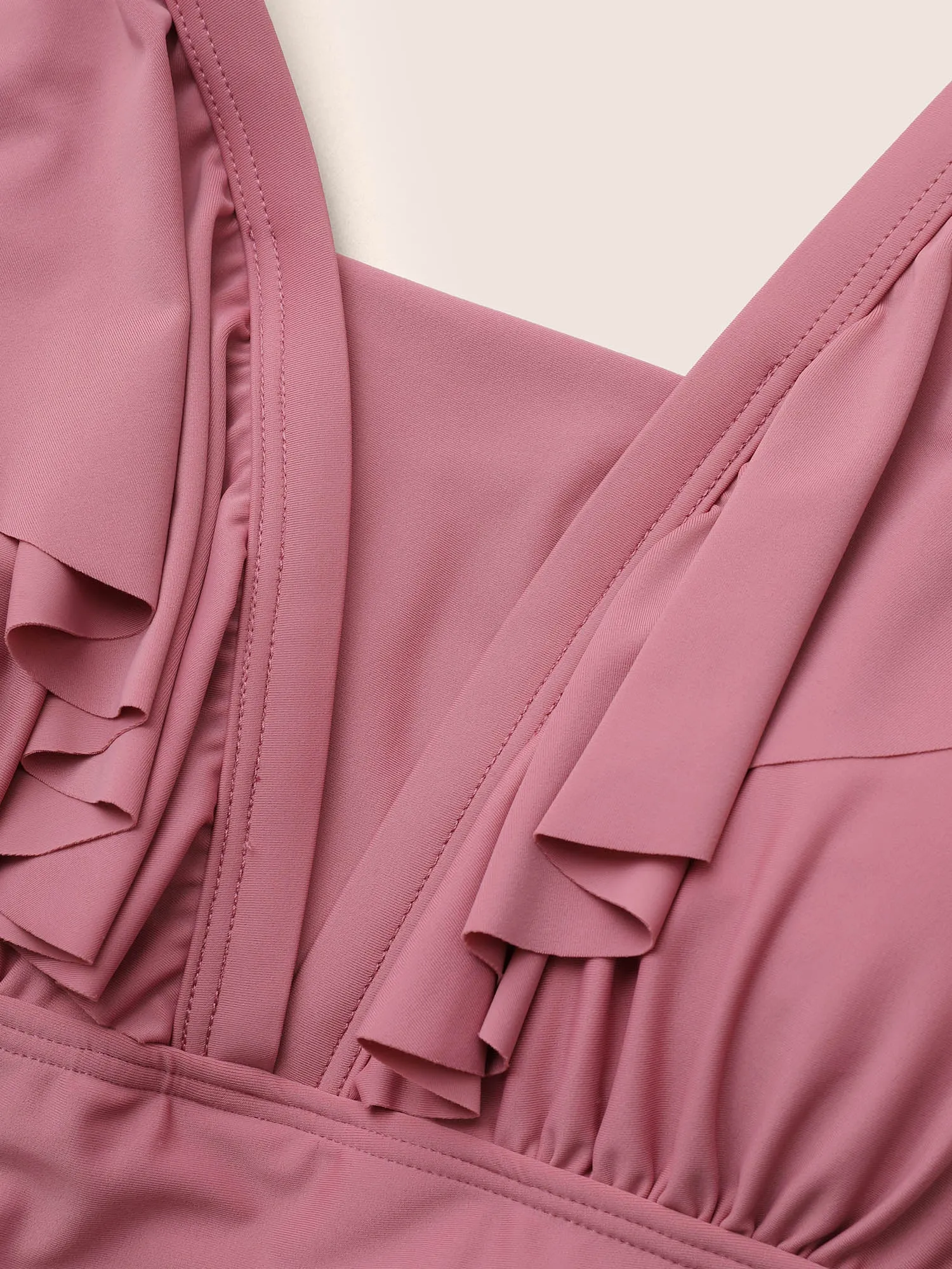 Solid Flutter Trim A Line Swim Dress sold by Bloomchic product image thumbnail 5