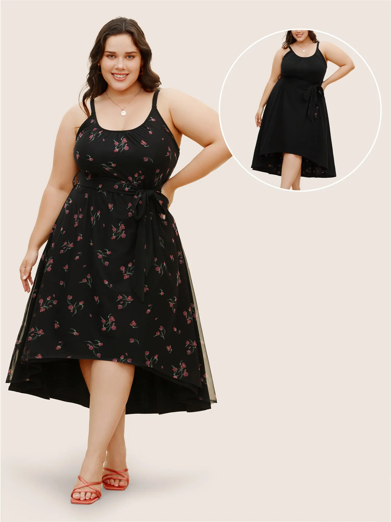 Everywhere Dress - Rose Tiered Mesh Belted Dress sold by Bloomchic