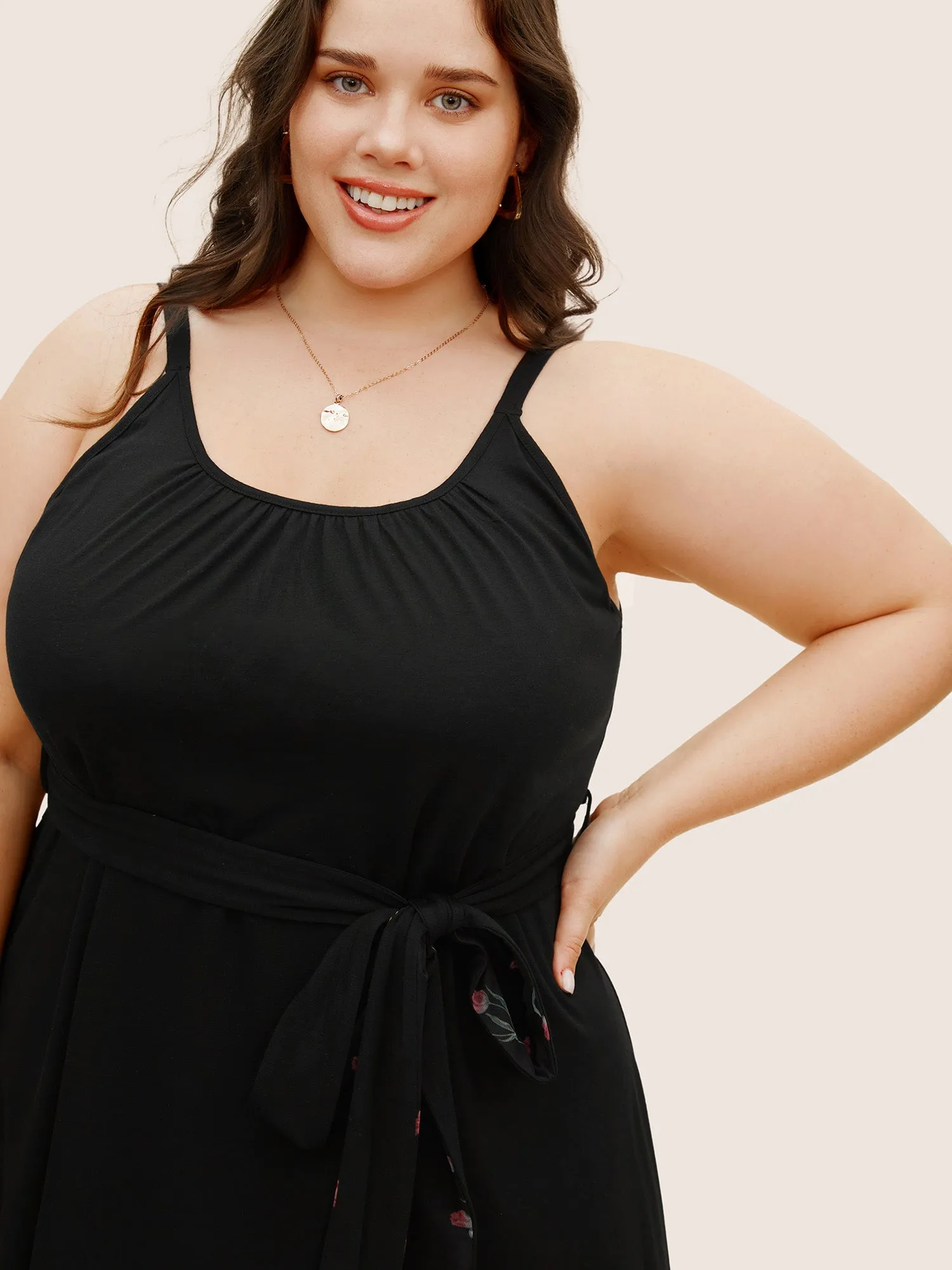 Everywhere Dress - Rose Tiered Mesh Belted Dress sold by Bloomchic product image thumbnail 3