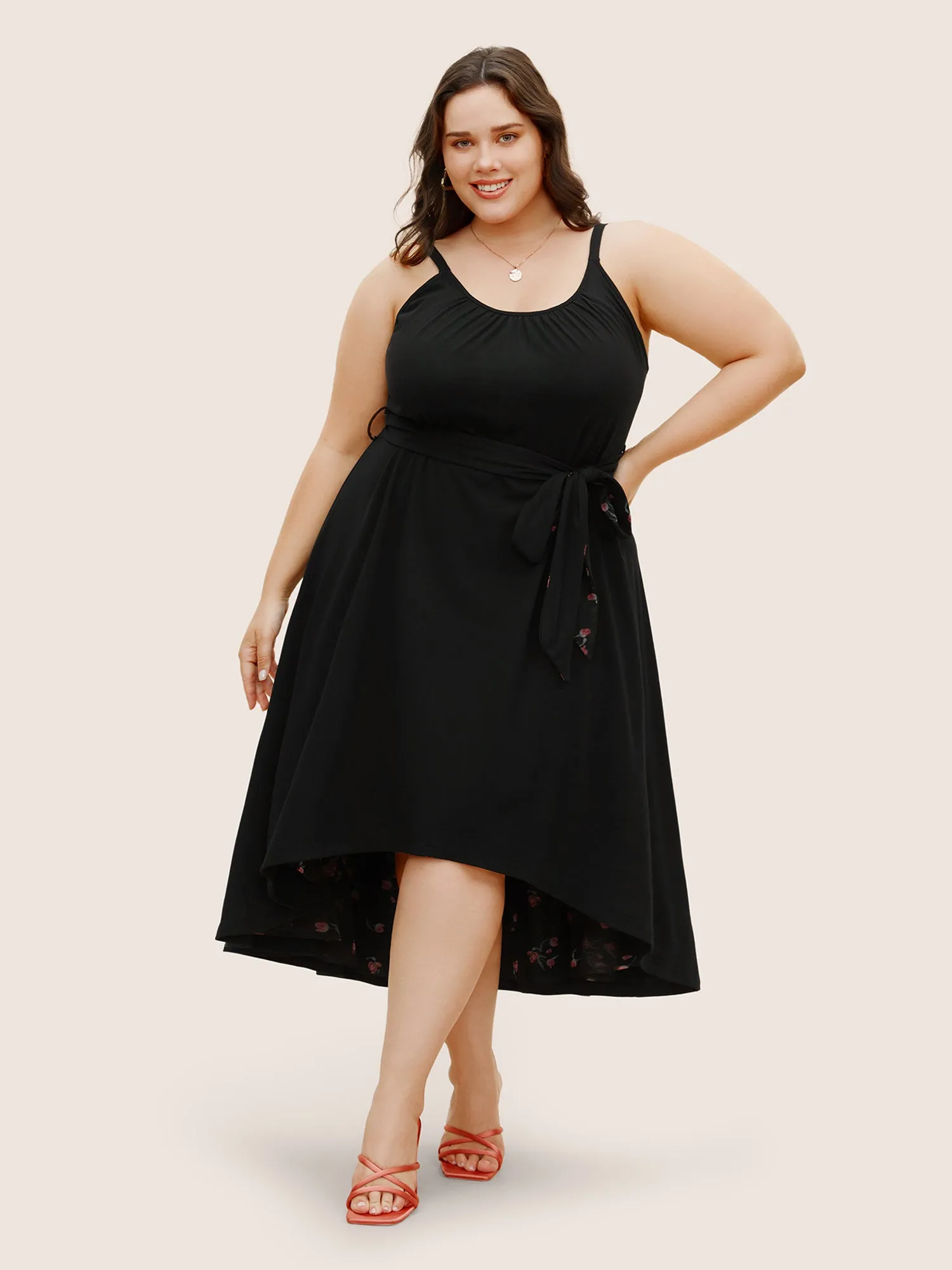 Everywhere Dress - Rose Tiered Mesh Belted Dress sold by Bloomchic product image thumbnail 2