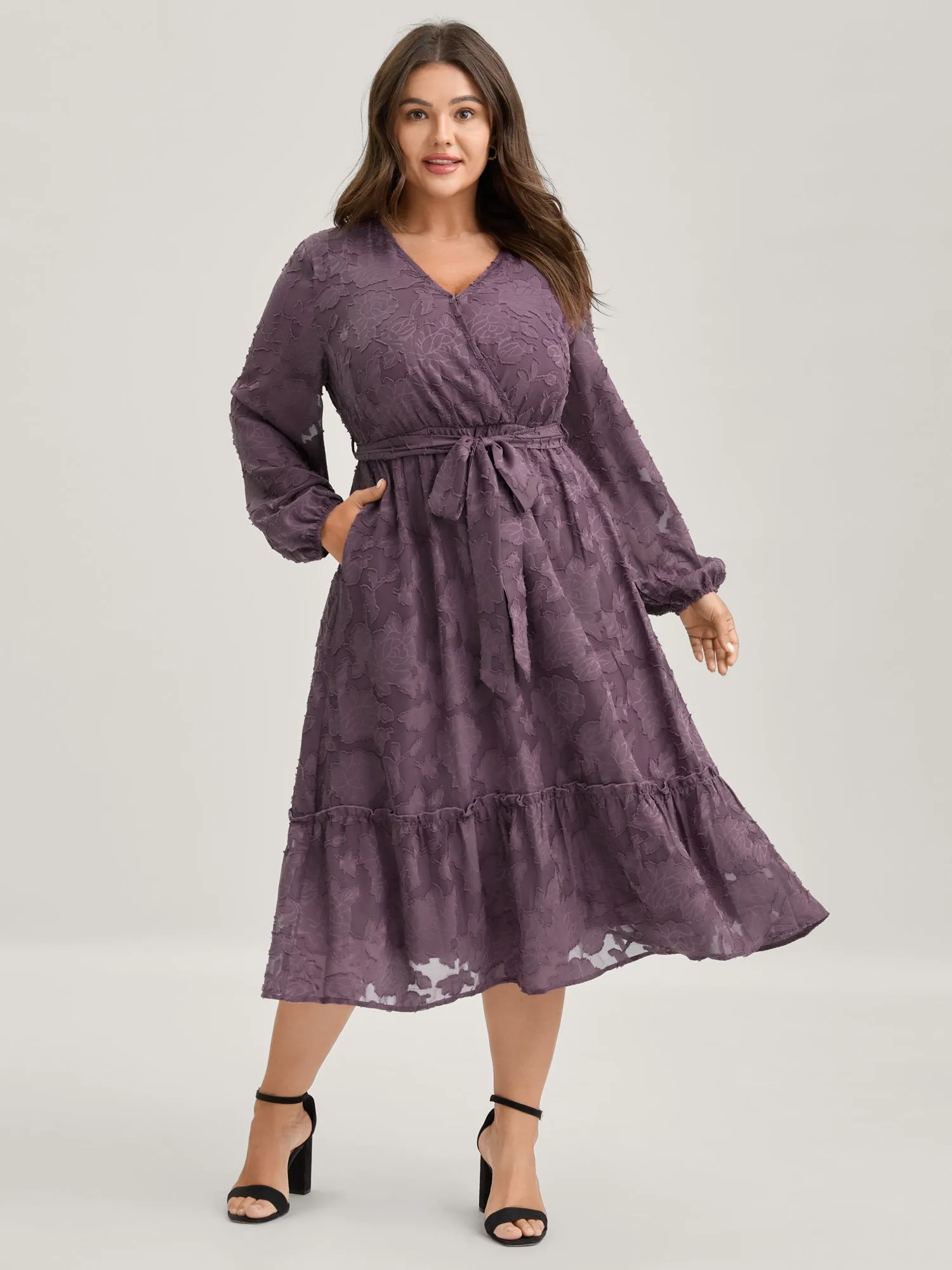Floral Cut Wrap Belted Midi Dress sold by Bloomchic product image thumbnail 3