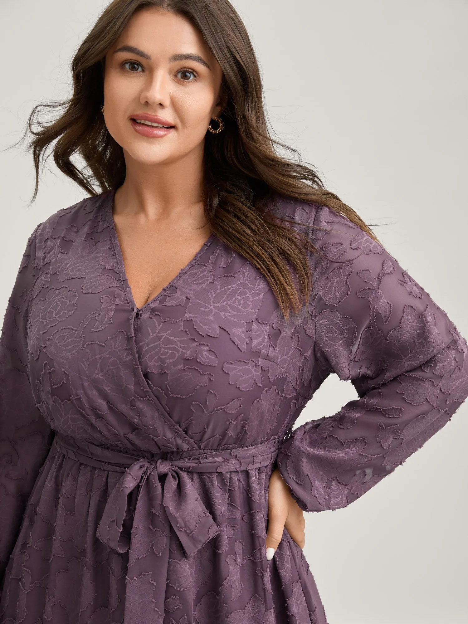 Floral Cut Wrap Belted Midi Dress sold by Bloomchic product image thumbnail 2