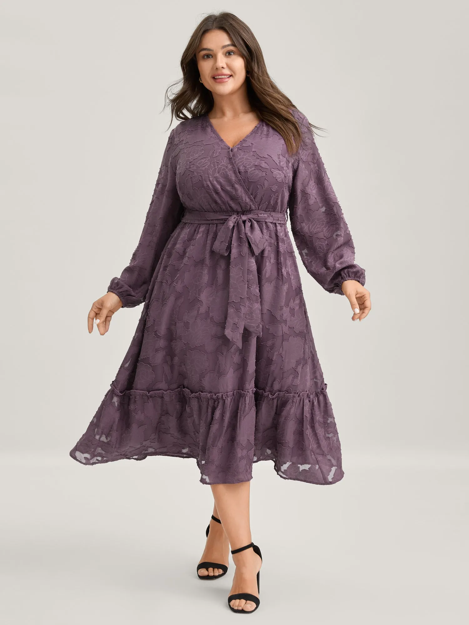 Floral Cut Wrap Belted Midi Dress sold by Bloomchic