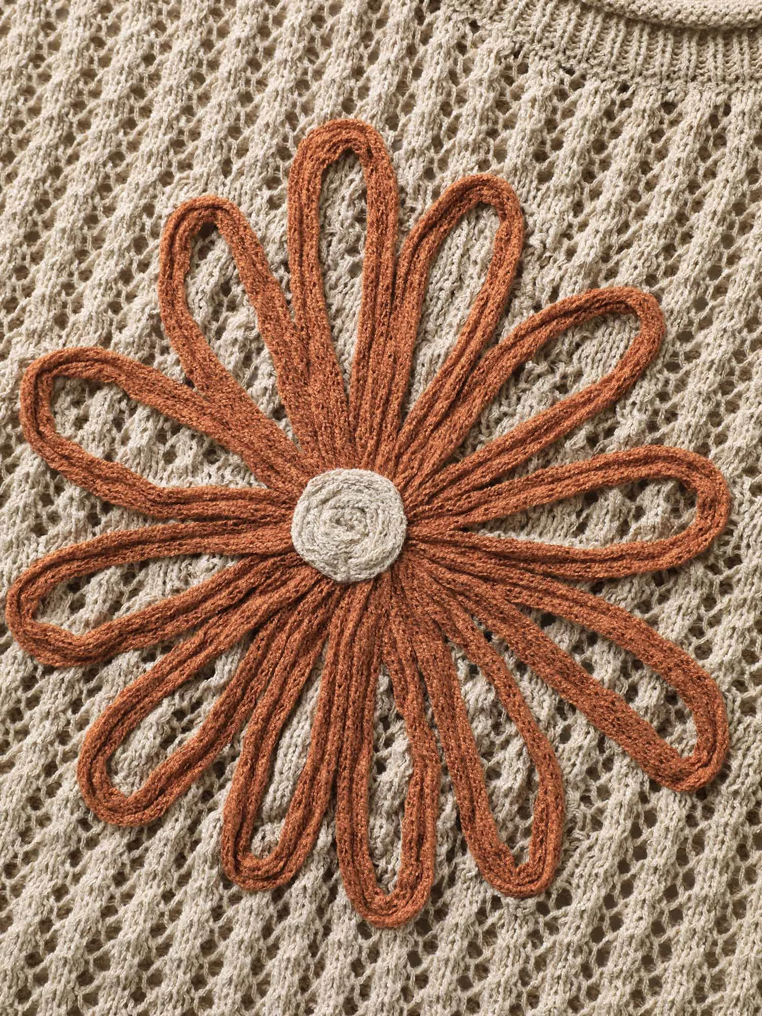 Floral Motif Cut-Out Textured Pullover sold by Bloomchic product image thumbnail 5