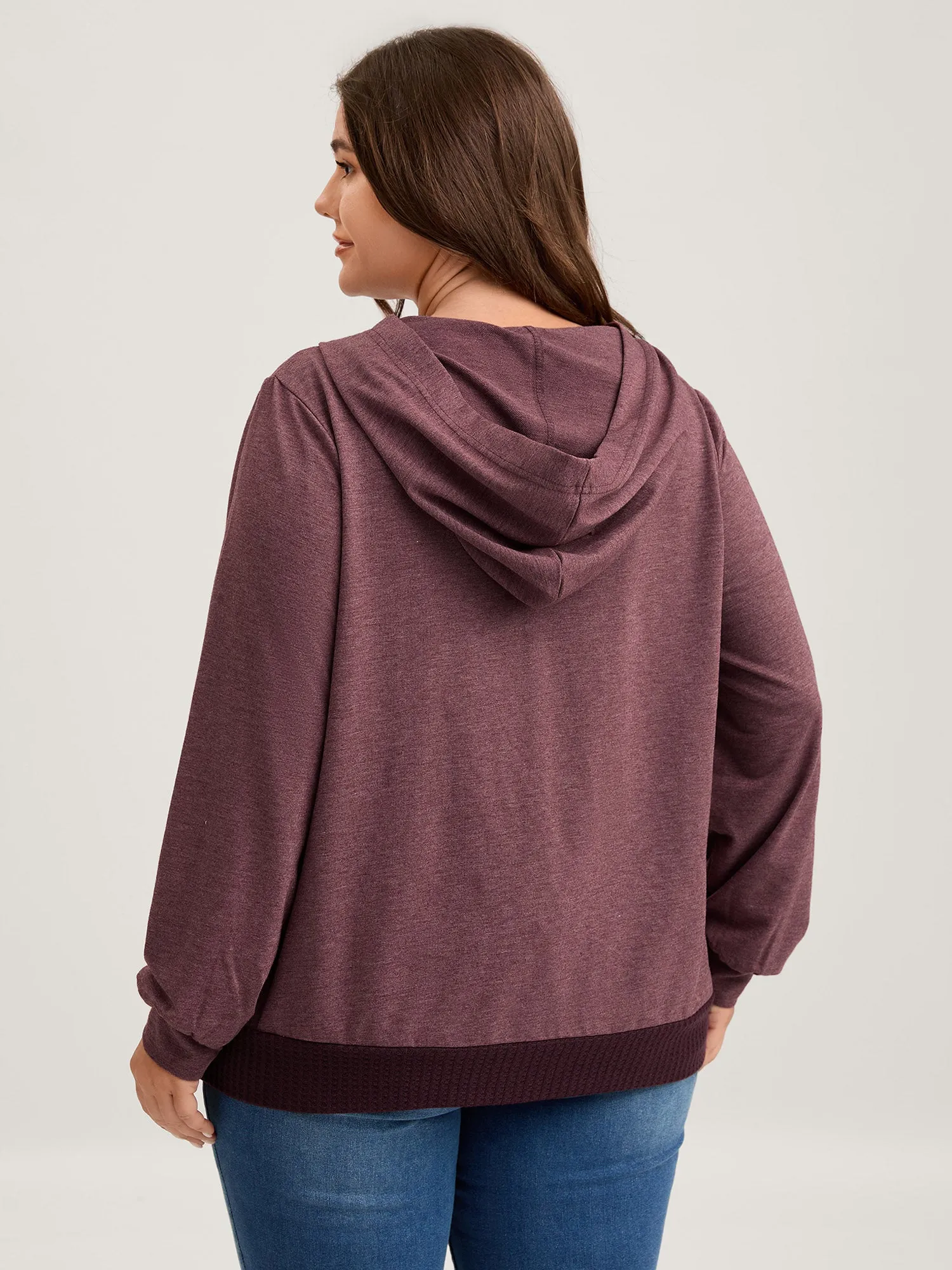 Color Contrast Button Detail Hoodie sold by Bloomchic product image thumbnail 4