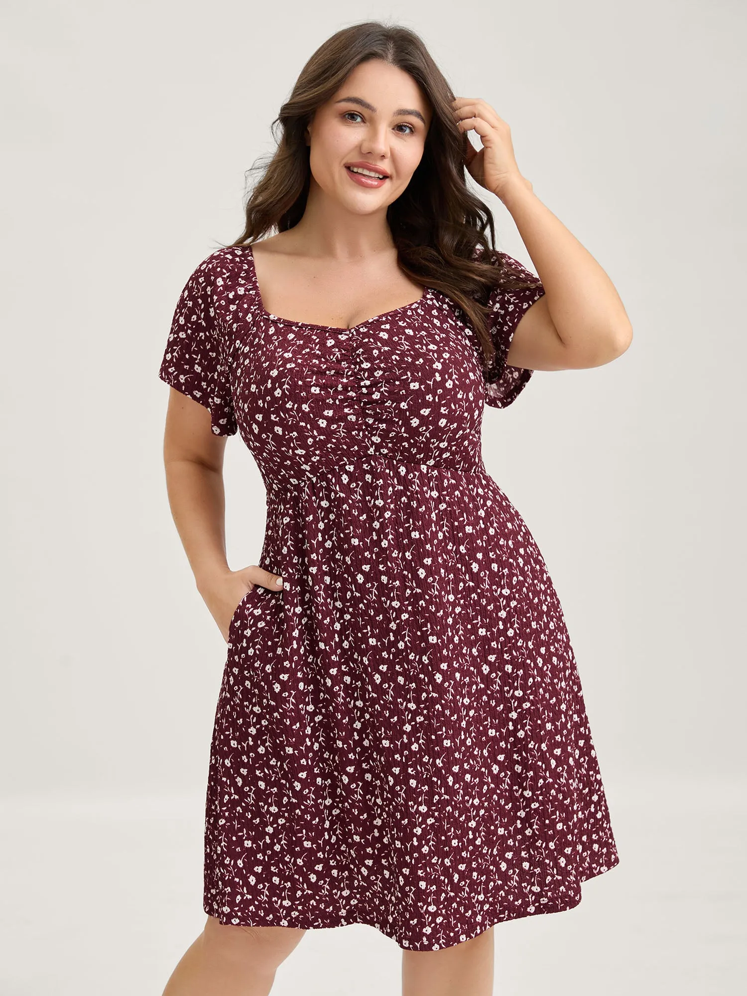 Micro-Floral Print Bust Ease Midi Dress sold by Bloomchic product image thumbnail 3