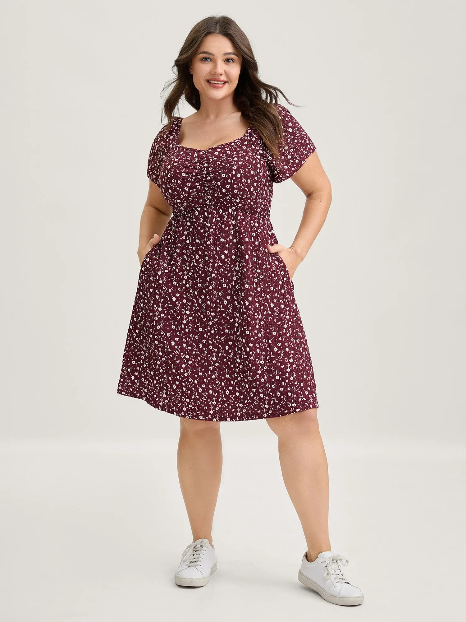 Micro-Floral Print Bust Ease Midi Dress sold by Bloomchic product image thumbnail 2